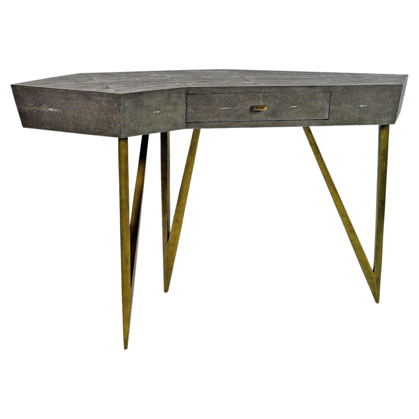 Desk in Grey Shagreen by Ginger Brown For Sale