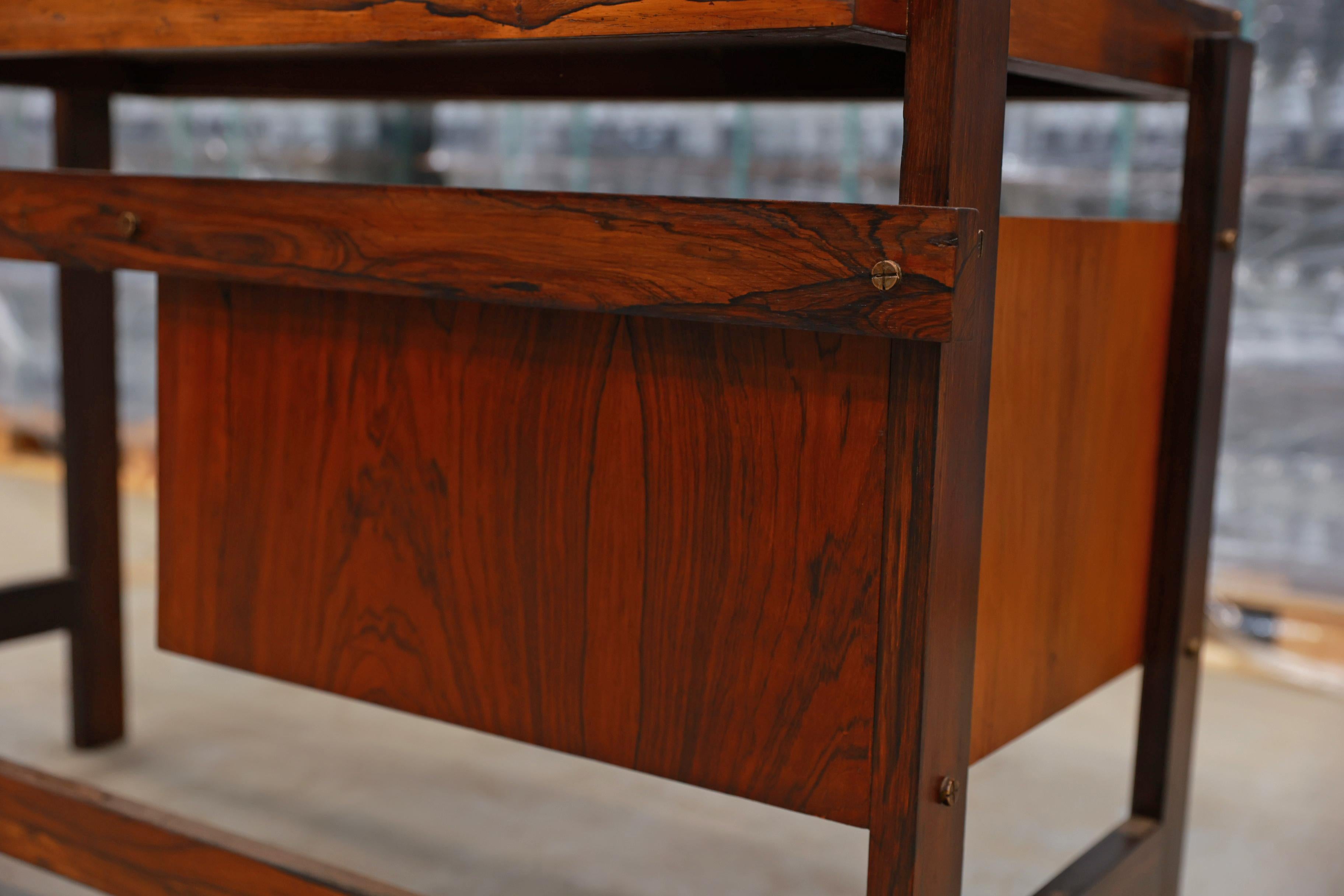 Desk in Hardwood with Two Shelves by Fatima, 1960s, Brazil 2