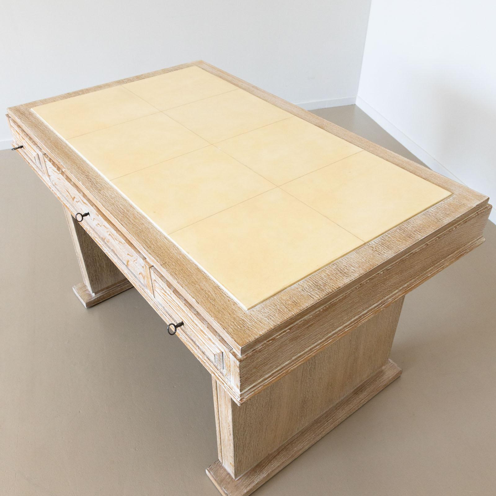 Desk in limed Oak, France, Mid-20th Century 3