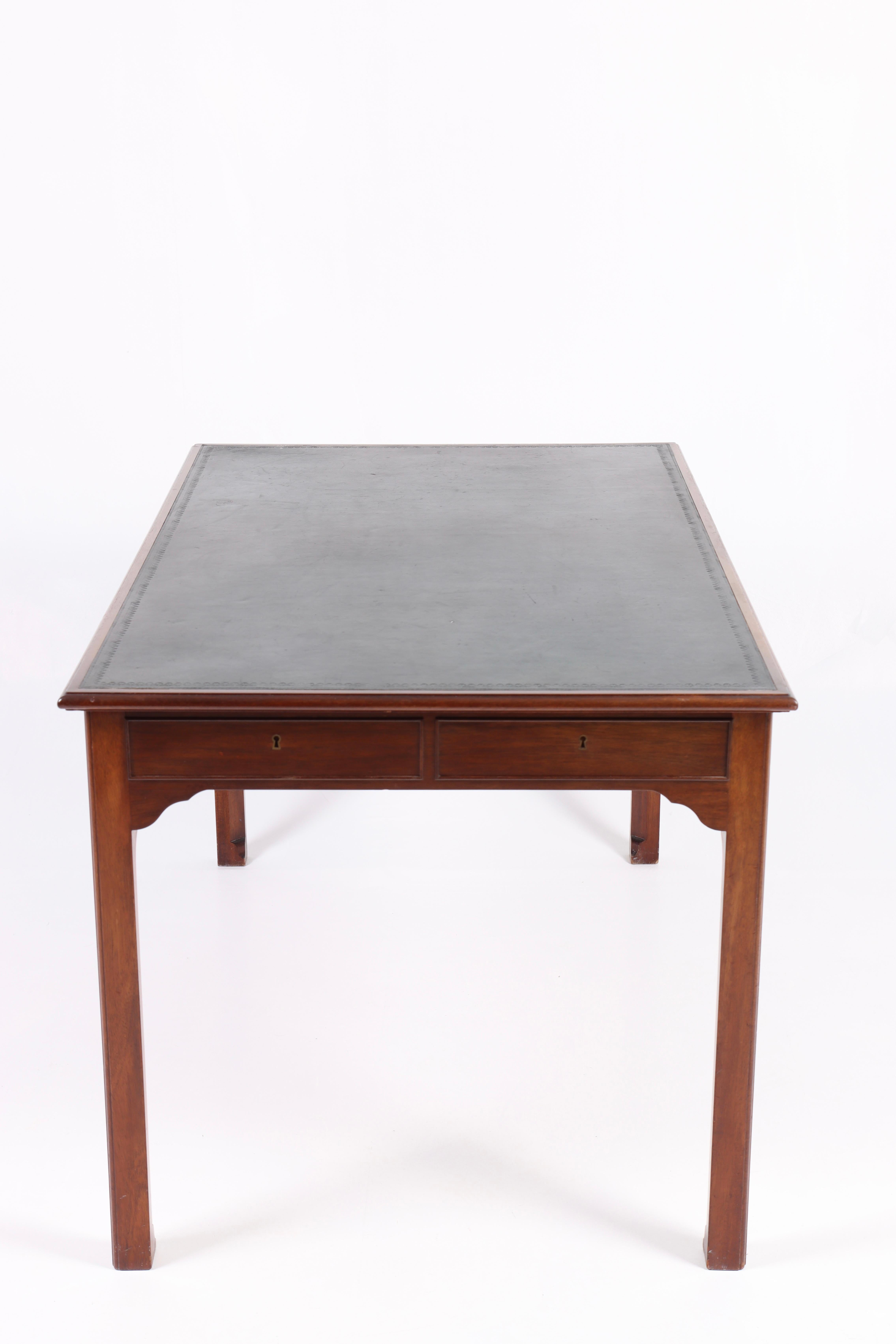 Desk in Mahogany and Patinated Leather, Made in Denmark, 1950s 1
