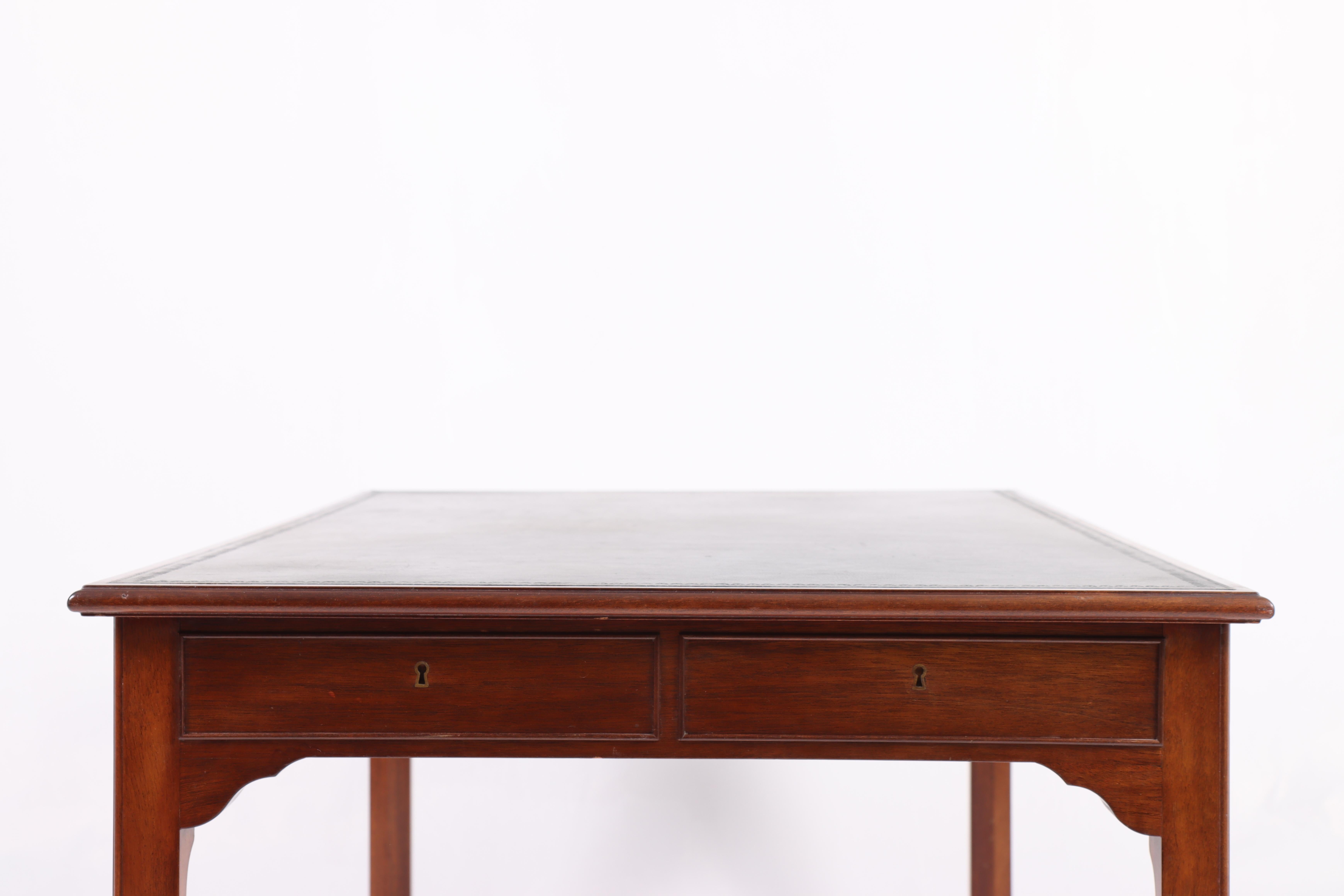 Desk in Mahogany and Patinated Leather, Made in Denmark, 1950s 2