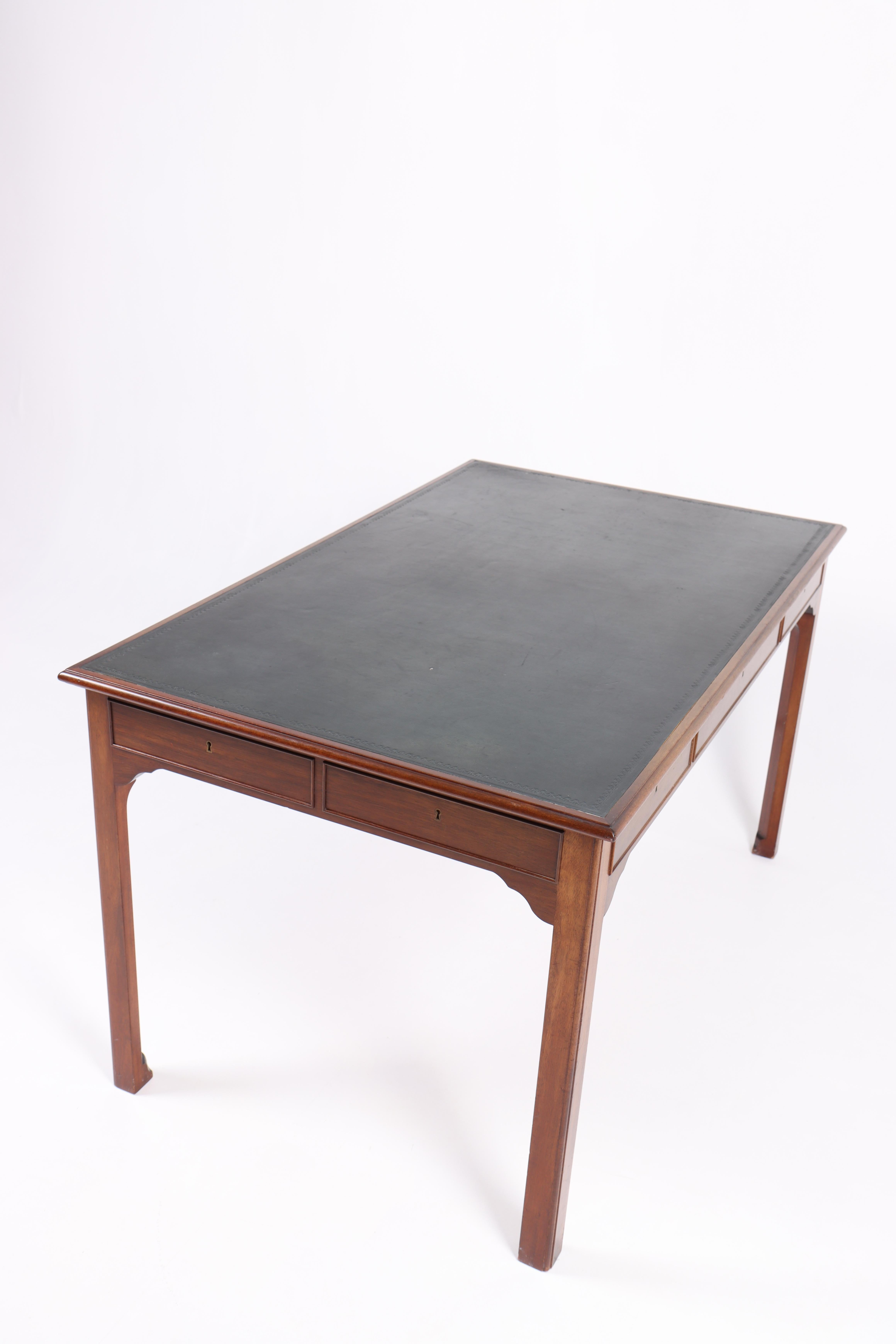 Desk in Mahogany and Patinated Leather, Made in Denmark, 1950s 3