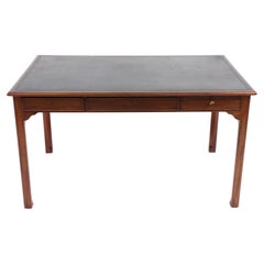 Desk in Mahogany and Patinated Leather, Made in Denmark, 1950s