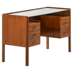 Desk in Mahogany, Brass & Glass Desk by Josef Frank, 1950s