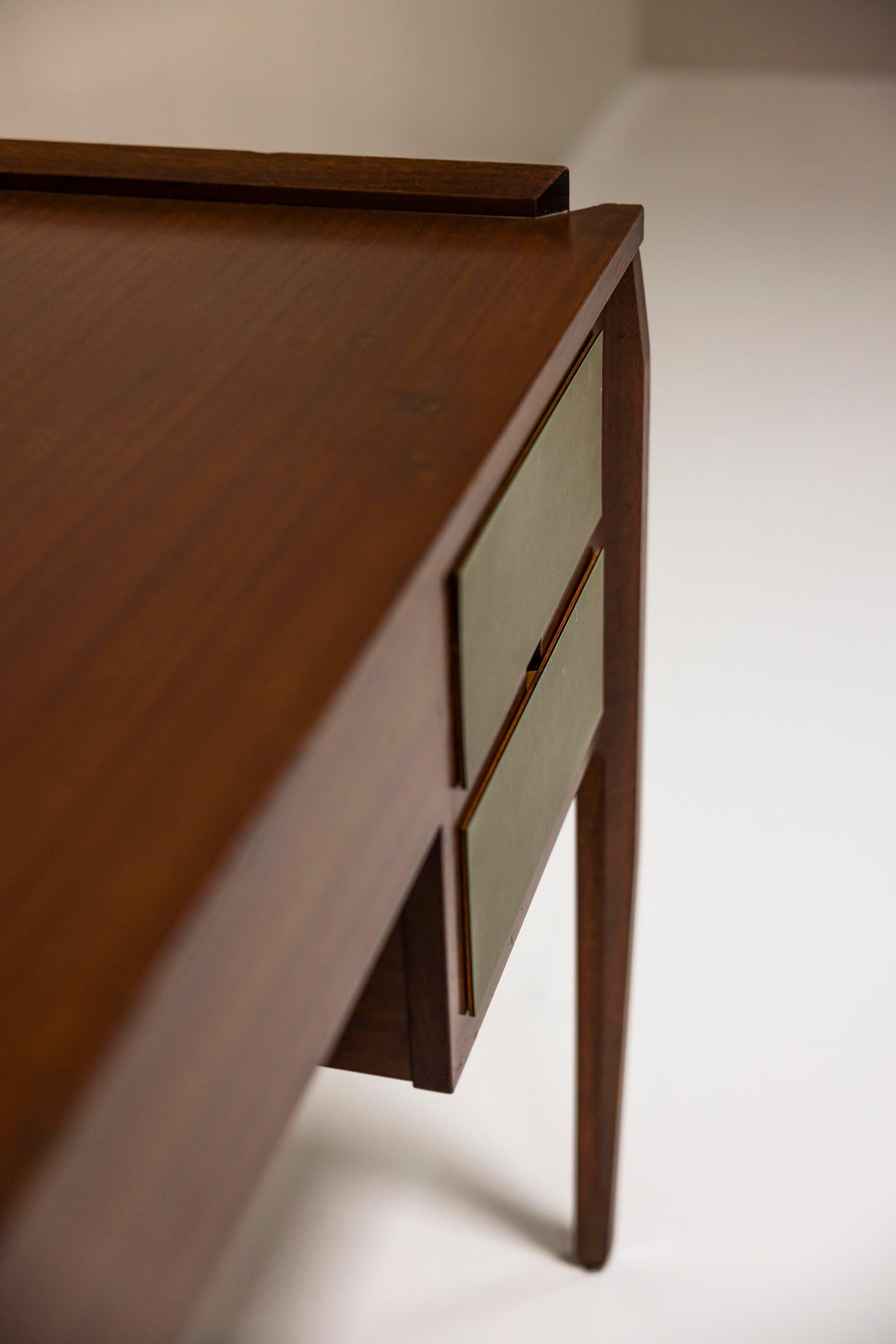 Desk In Mahogany Veneer Attributed To Gio Ponti, Italy 1950's For Sale 3