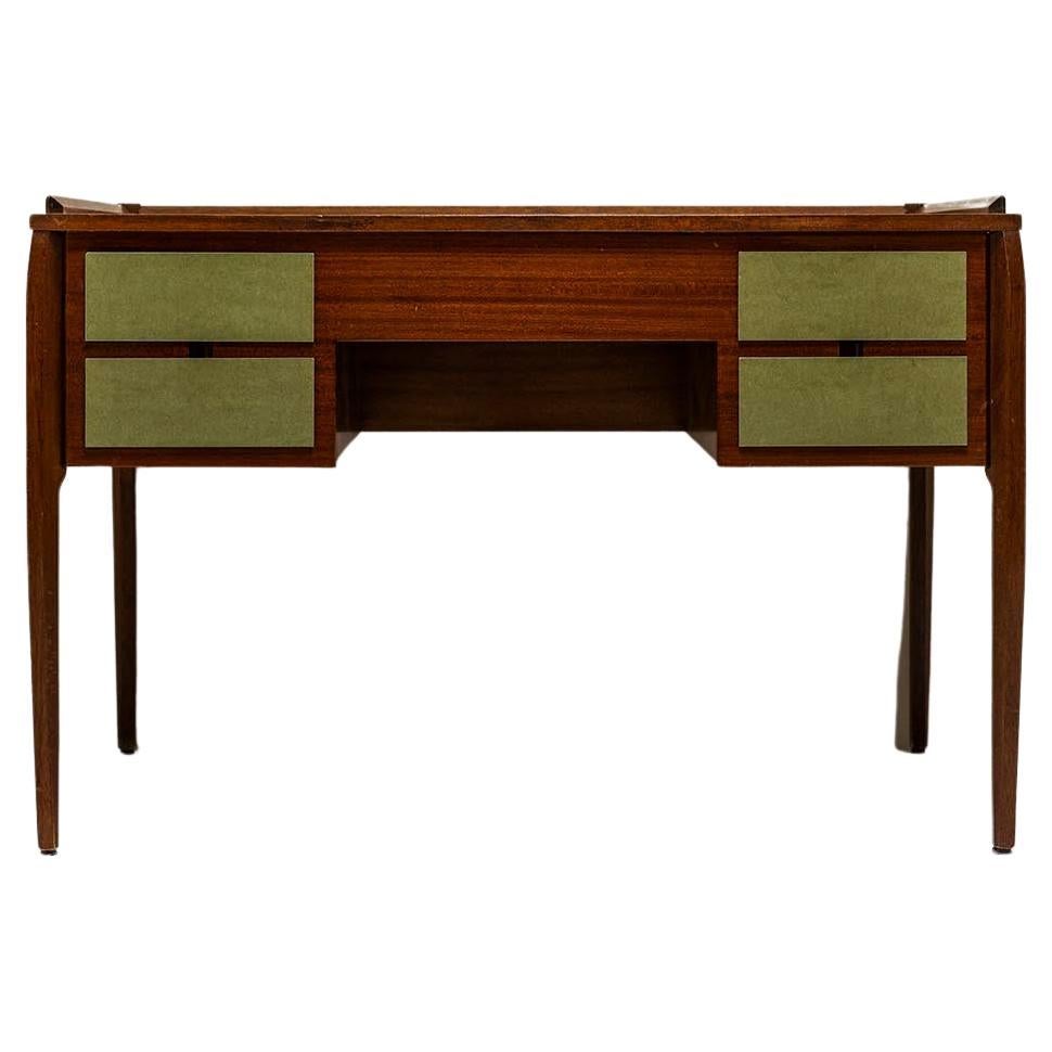 Desk In Mahogany Veneer Attributed To Gio Ponti, Italy 1950's For Sale