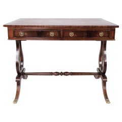 Desk in Mahogany with Red Leather, in Great Antique Condition from the 1930s
