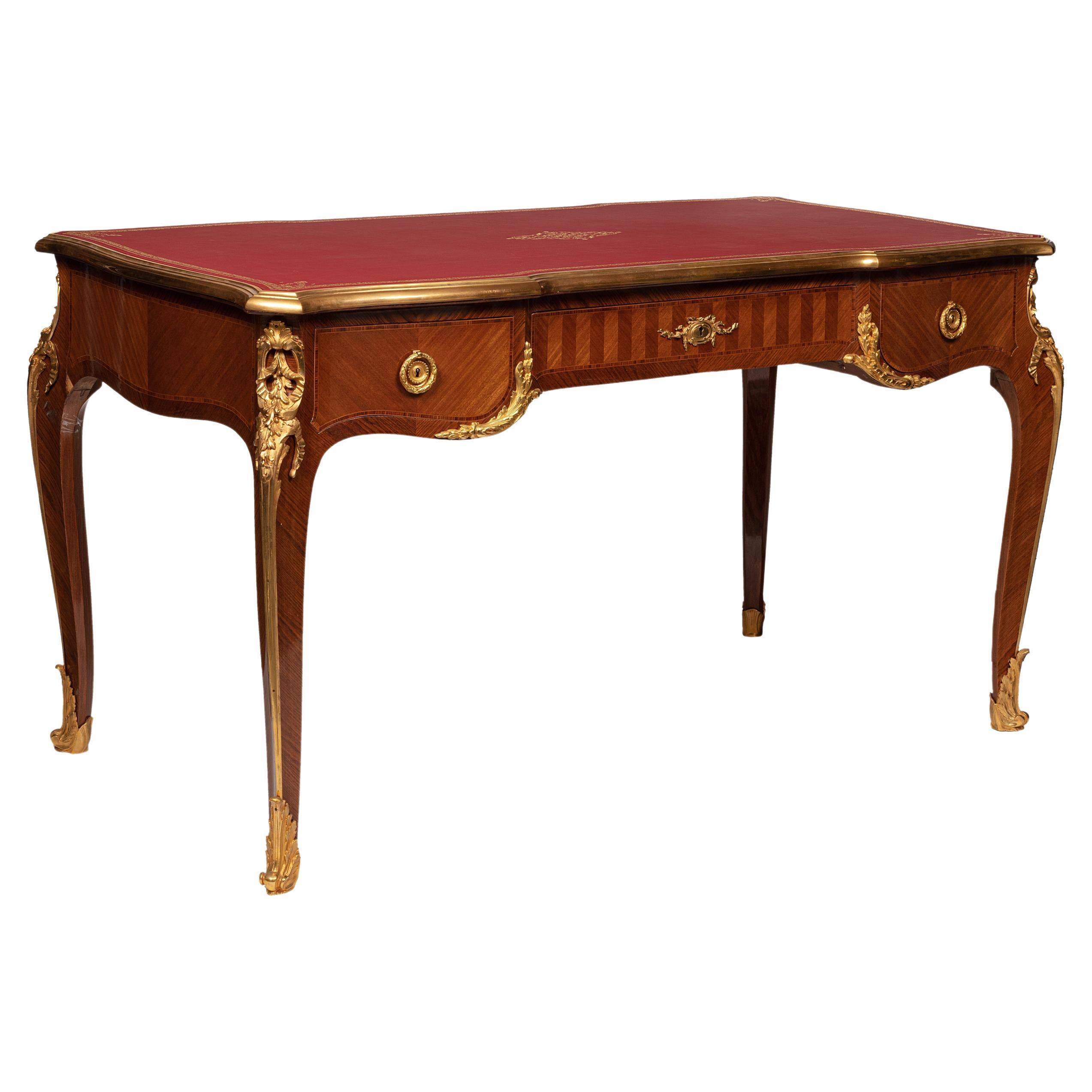 Desk  marquetry with Ormolu Bronze by F.Linke For Sale