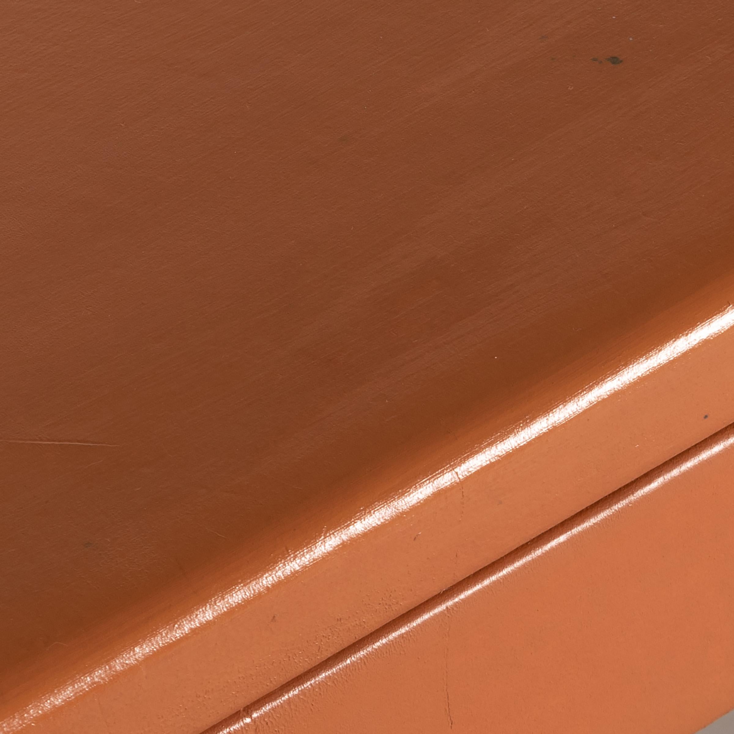 Desk in Smoked Plexiglass and Orange Leather, France, 1975 5