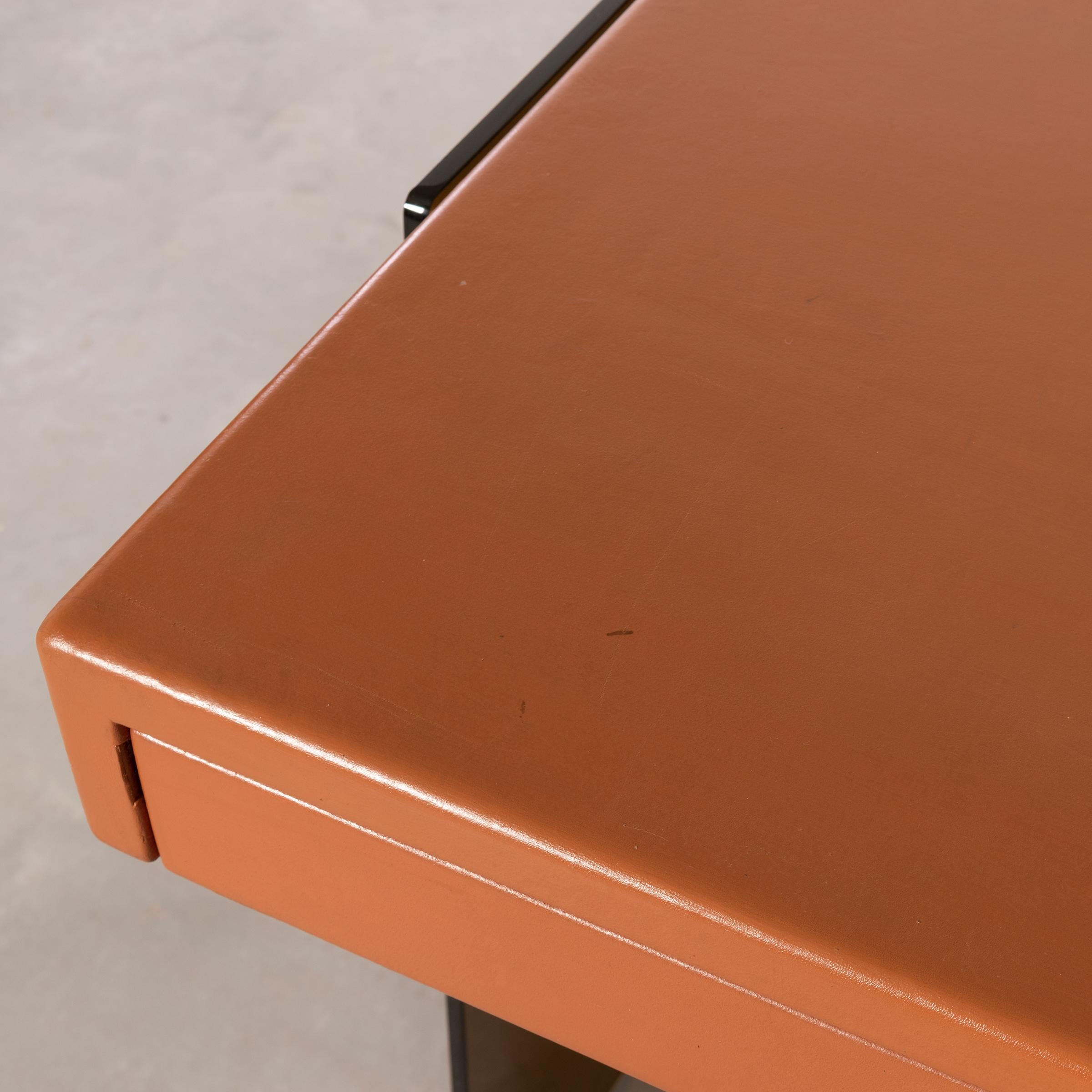 Desk in Smoked Plexiglass and Orange Leather, France, 1975 8