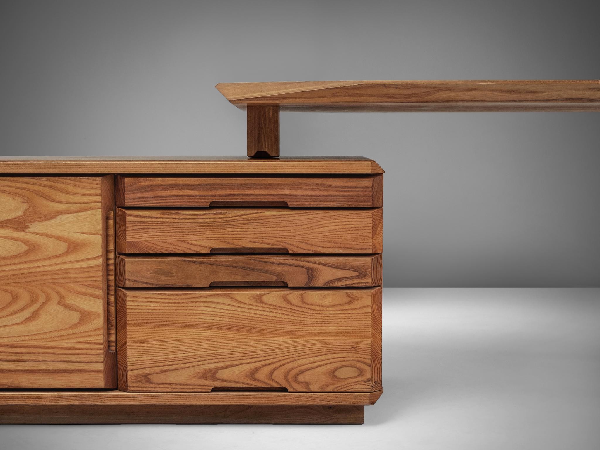 Desk, in Solid Elm, by Pierre Chapo, France, 1960s In Good Condition In Waalwijk, NL