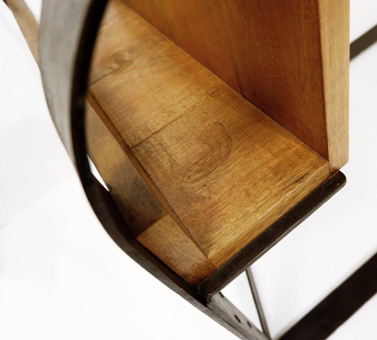 European Desk in Solid Wood and Wrought Iron in the Style of Eugène Printz
