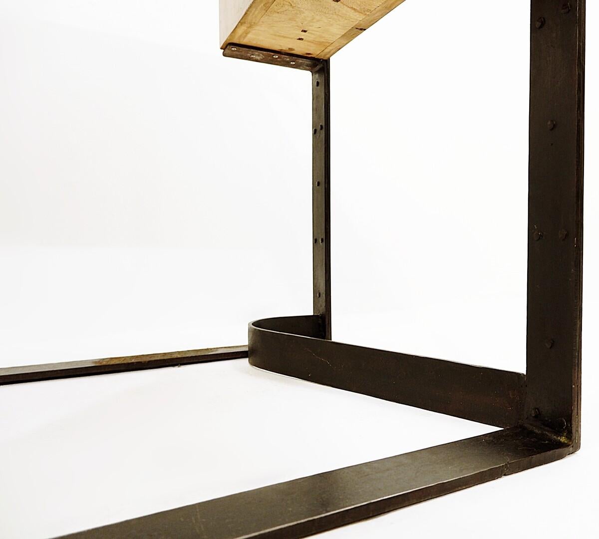 20th Century Desk in Solid Wood and Wrought Iron in the Style of Eugène Printz