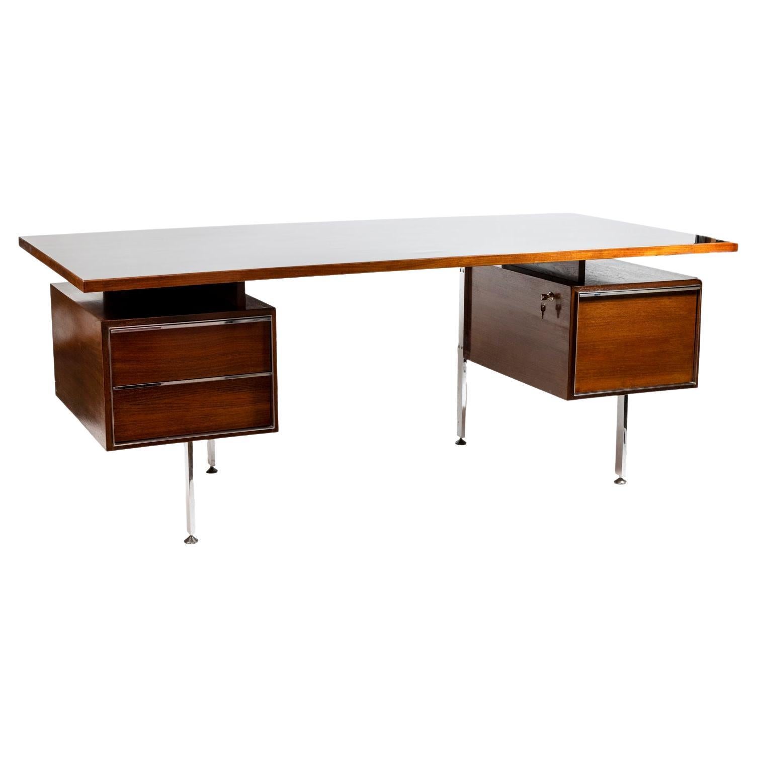 Architect Desk in Walnut and Chrome at 1stDibs