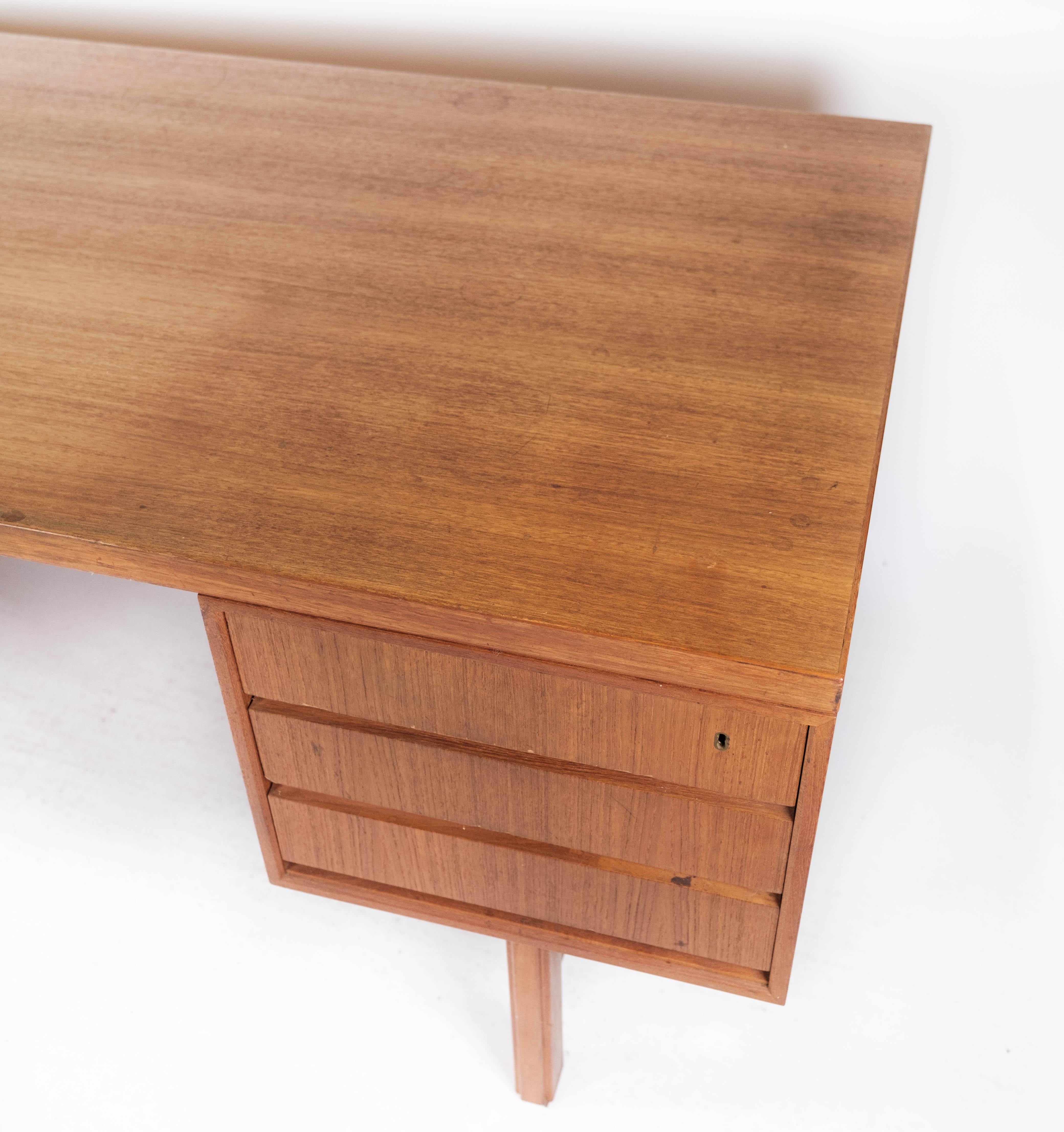 Mid-Century Modern Desk Made In Teak Designed By Omann Junior From 1960s For Sale