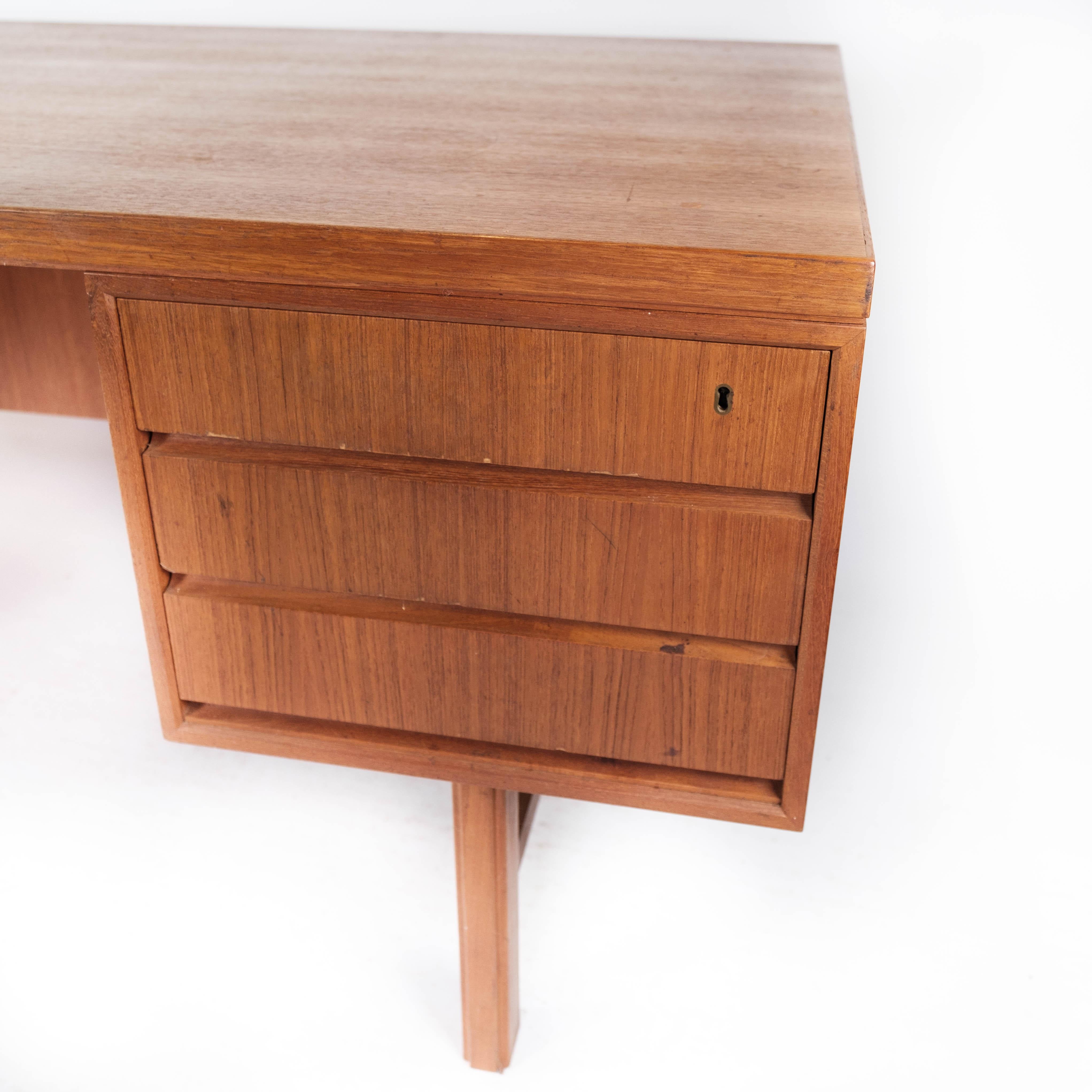 Danish Desk Made In Teak Designed By Omann Junior From 1960s For Sale
