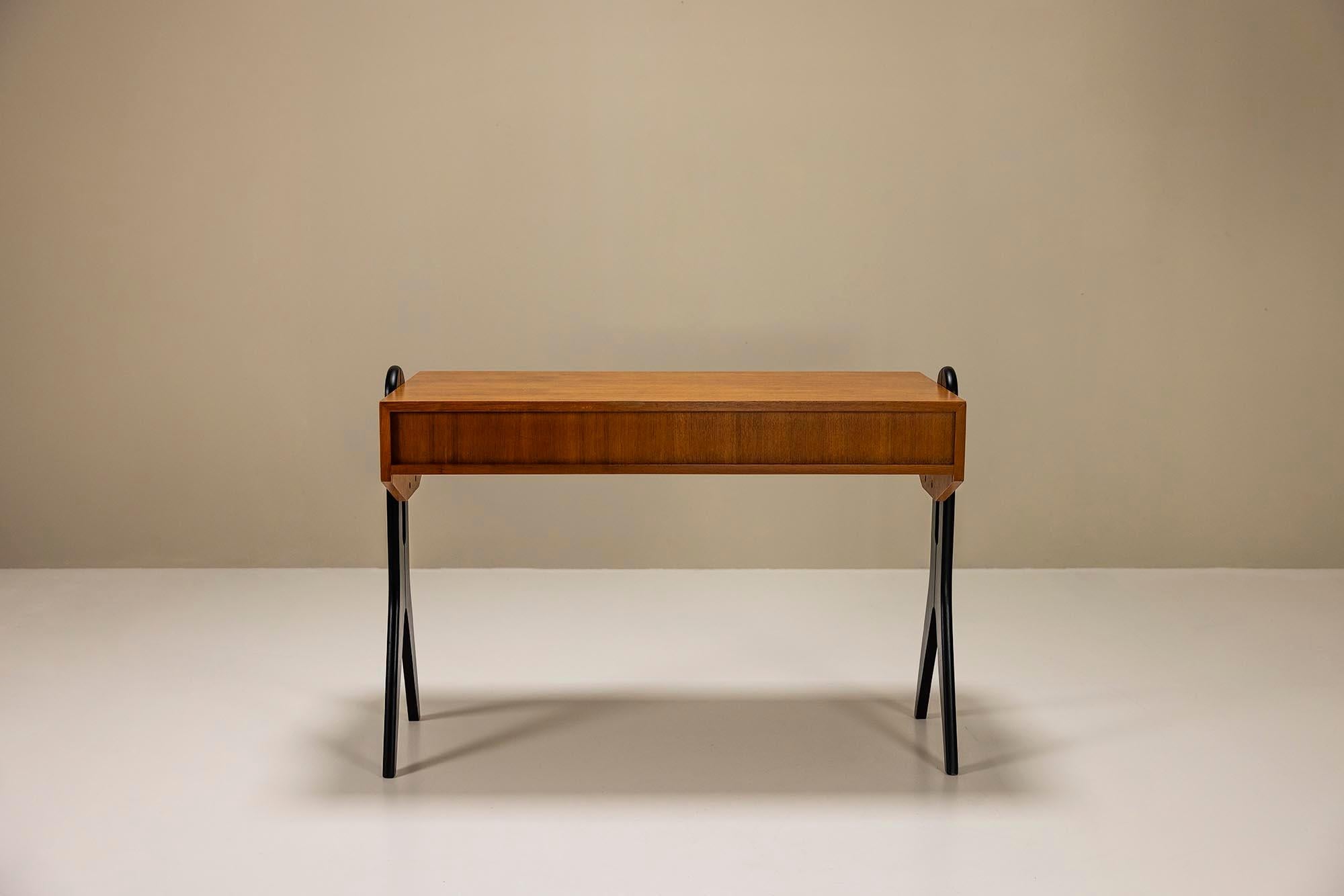 Mid-20th Century Desk In Teak In The Style Of Angelo Mangiarotti And Bruno Morassutti, Italy 1950