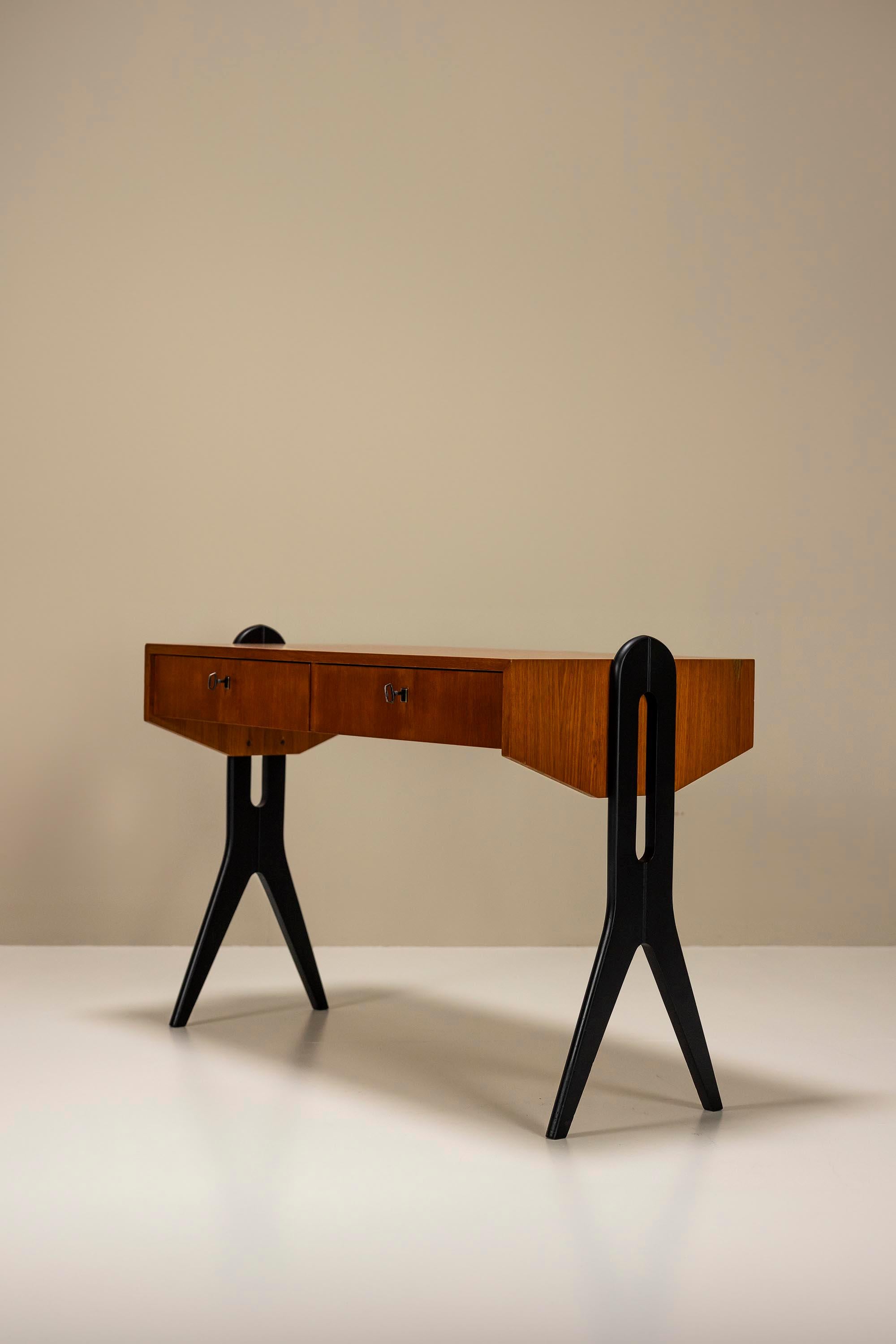 Desk In Teak In The Style Of Angelo Mangiarotti And Bruno Morassutti, Italy 1950