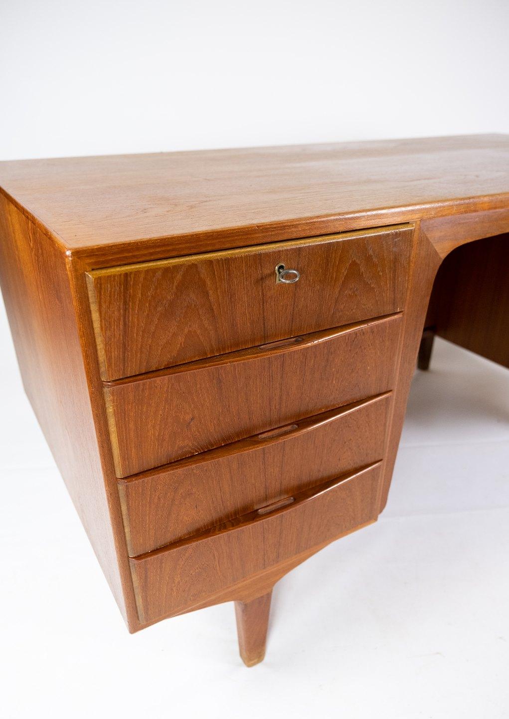 Mid-Century Modern Desk Made In Teak, Danish Design From 1960s For Sale