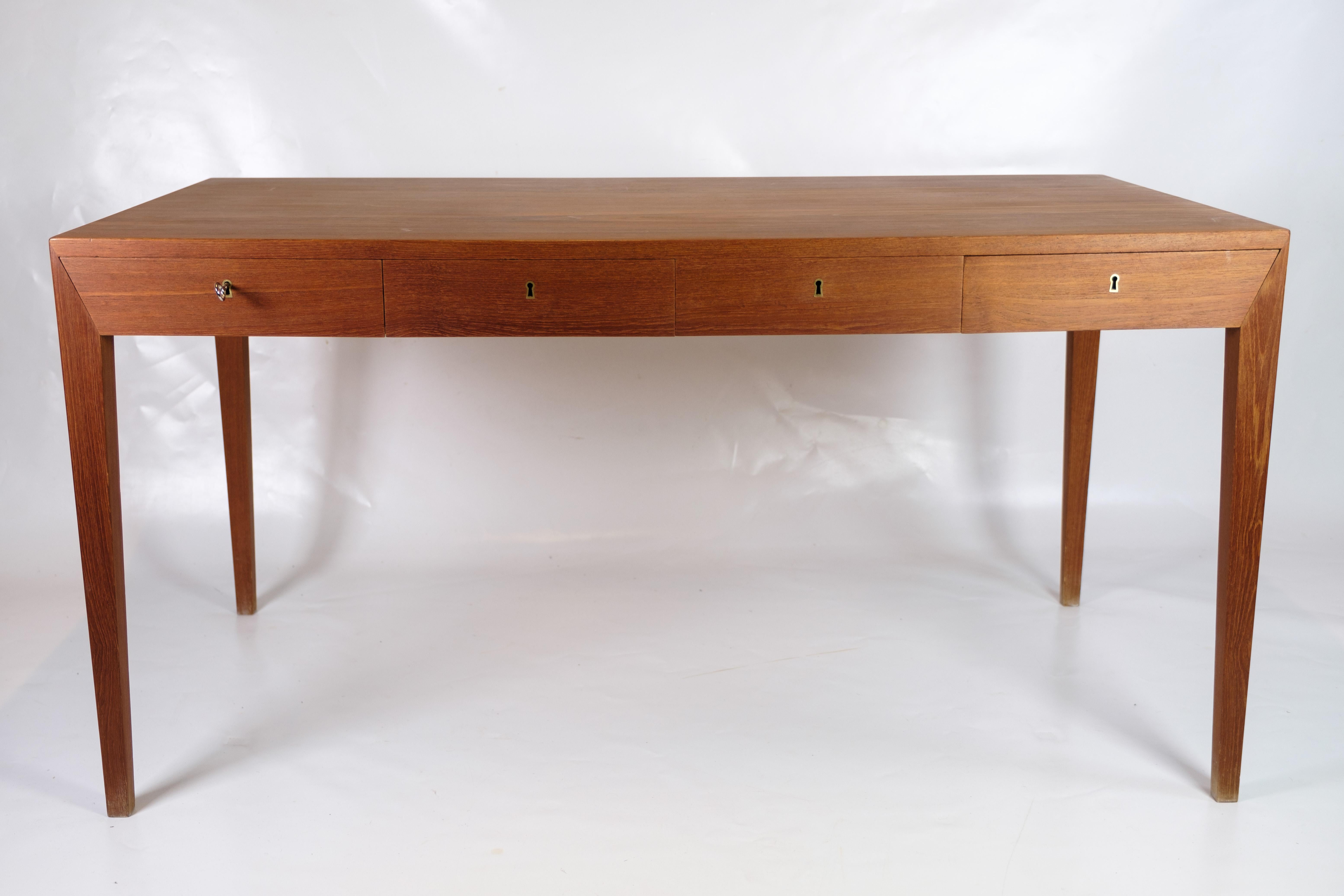 Desk in Teak Wood By Severin Hansen made by Haslev Furniture Factory from 1960s For Sale 5