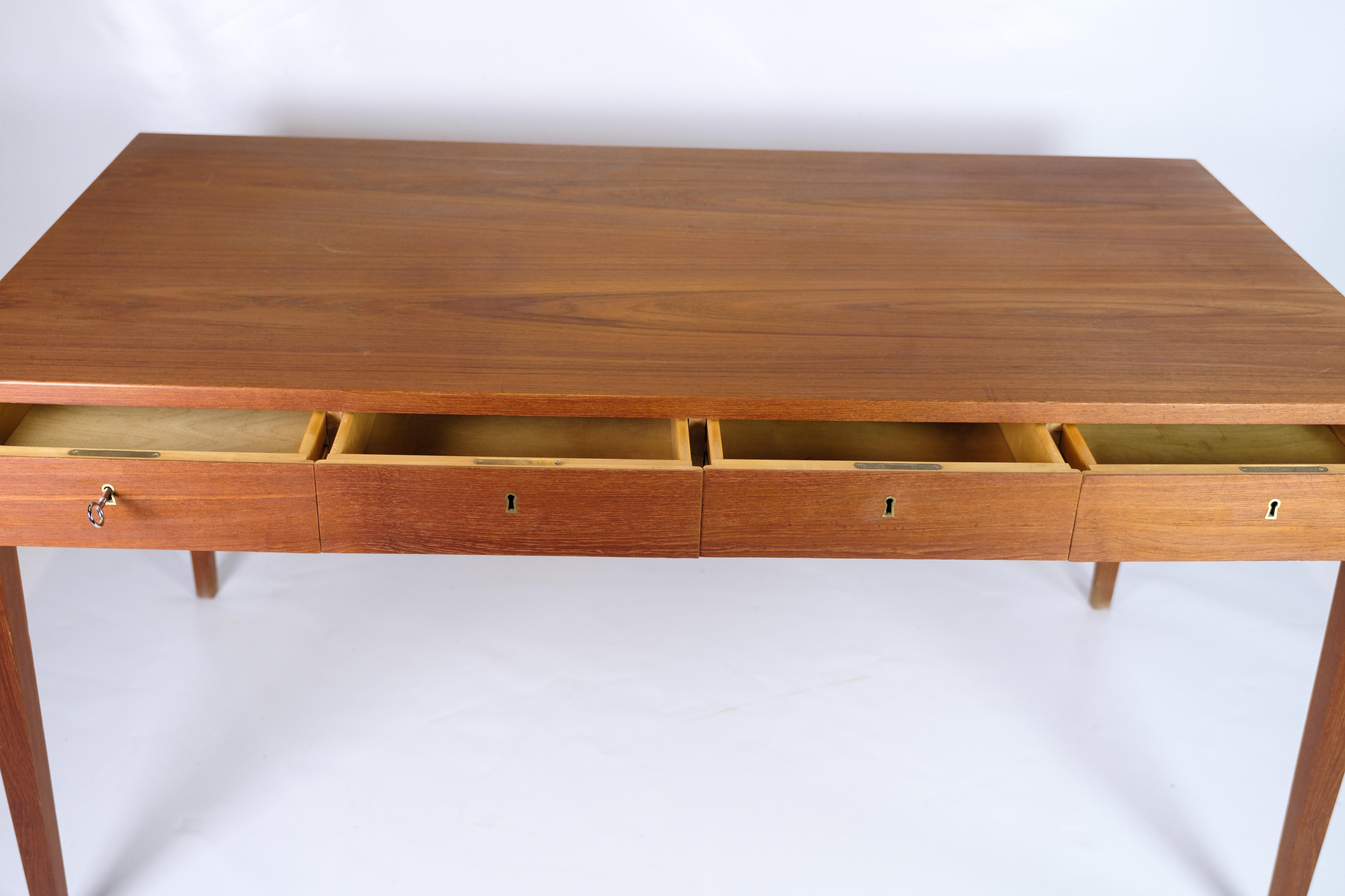 Danish Desk in Teak Wood By Severin Hansen made by Haslev Furniture Factory from 1960s For Sale