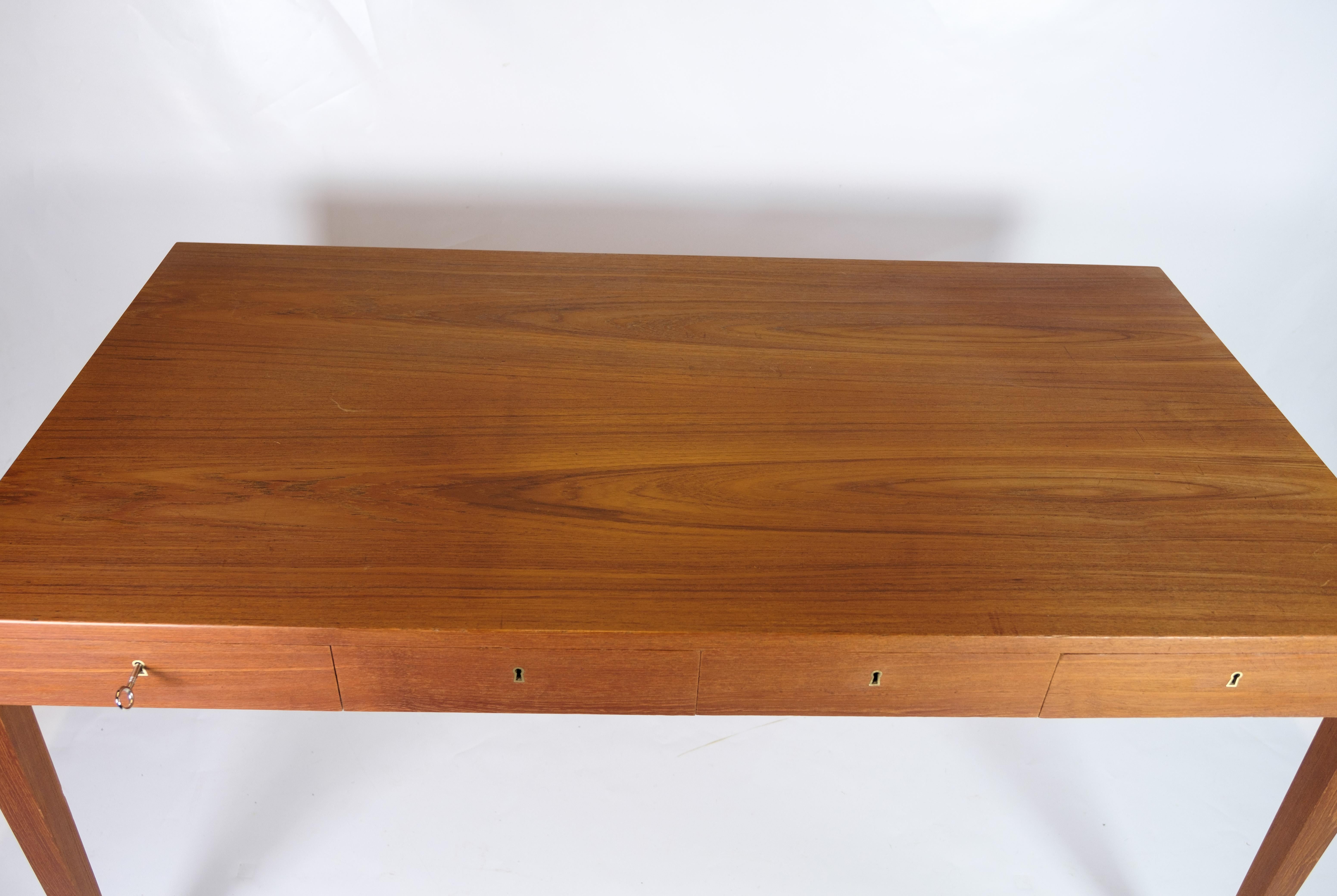 Mid-20th Century Desk in Teak Wood By Severin Hansen made by Haslev Furniture Factory from 1960s For Sale