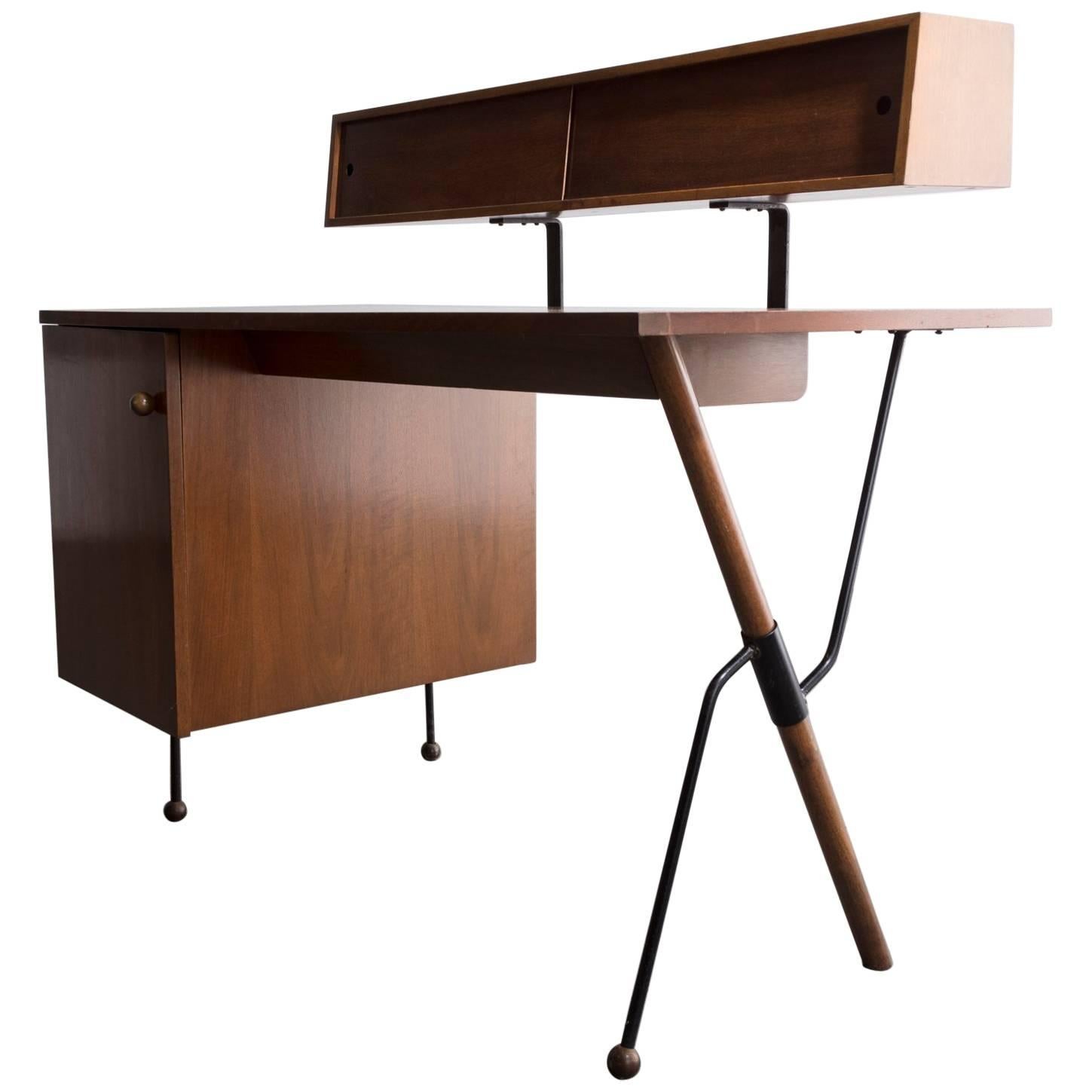 Desk in Walnut and Iron with Pencil Box, by Greta Magnusson Grossman, 1952
