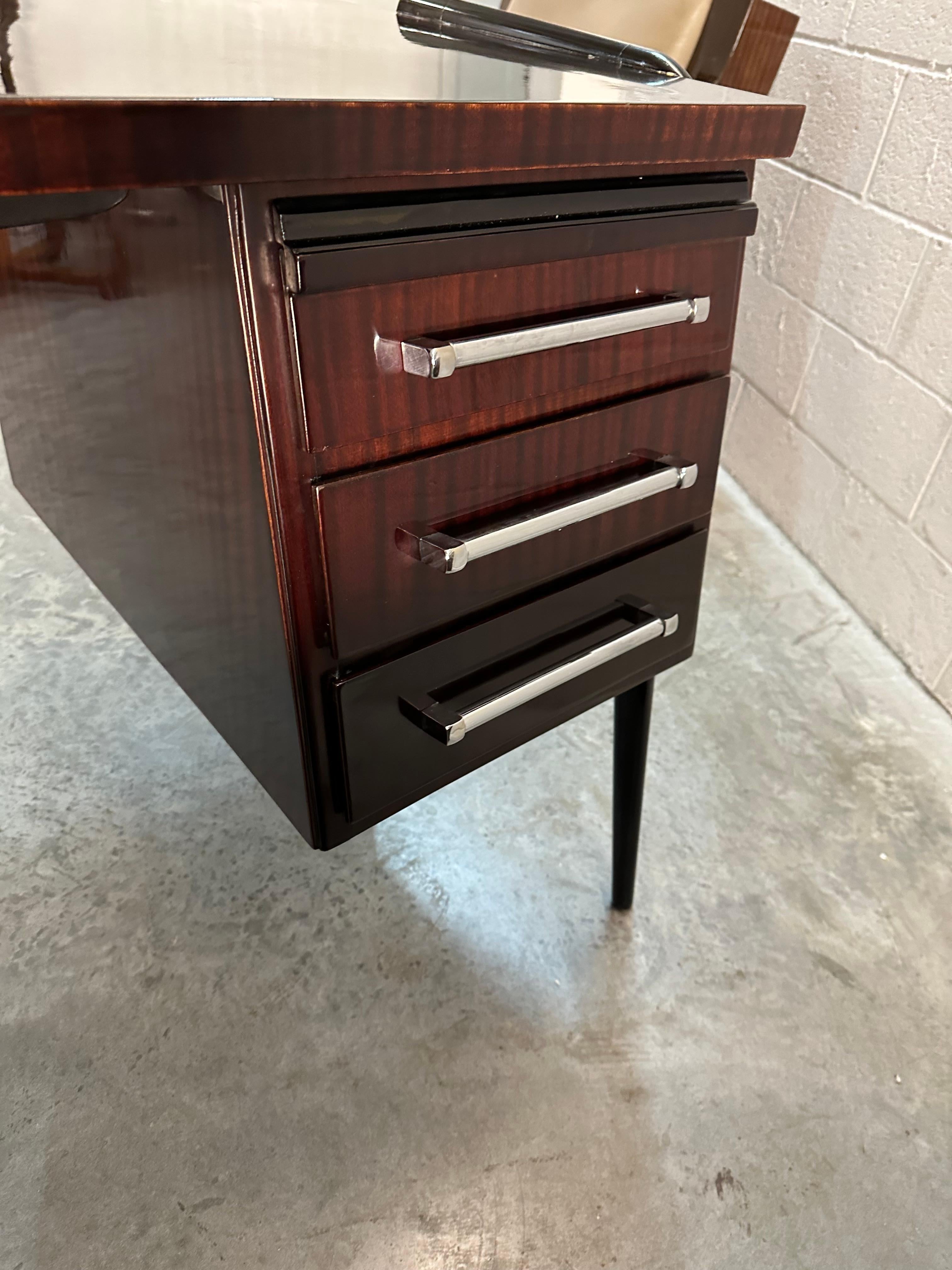 Desk in Wood and chrome, France, 1940 For Sale 4