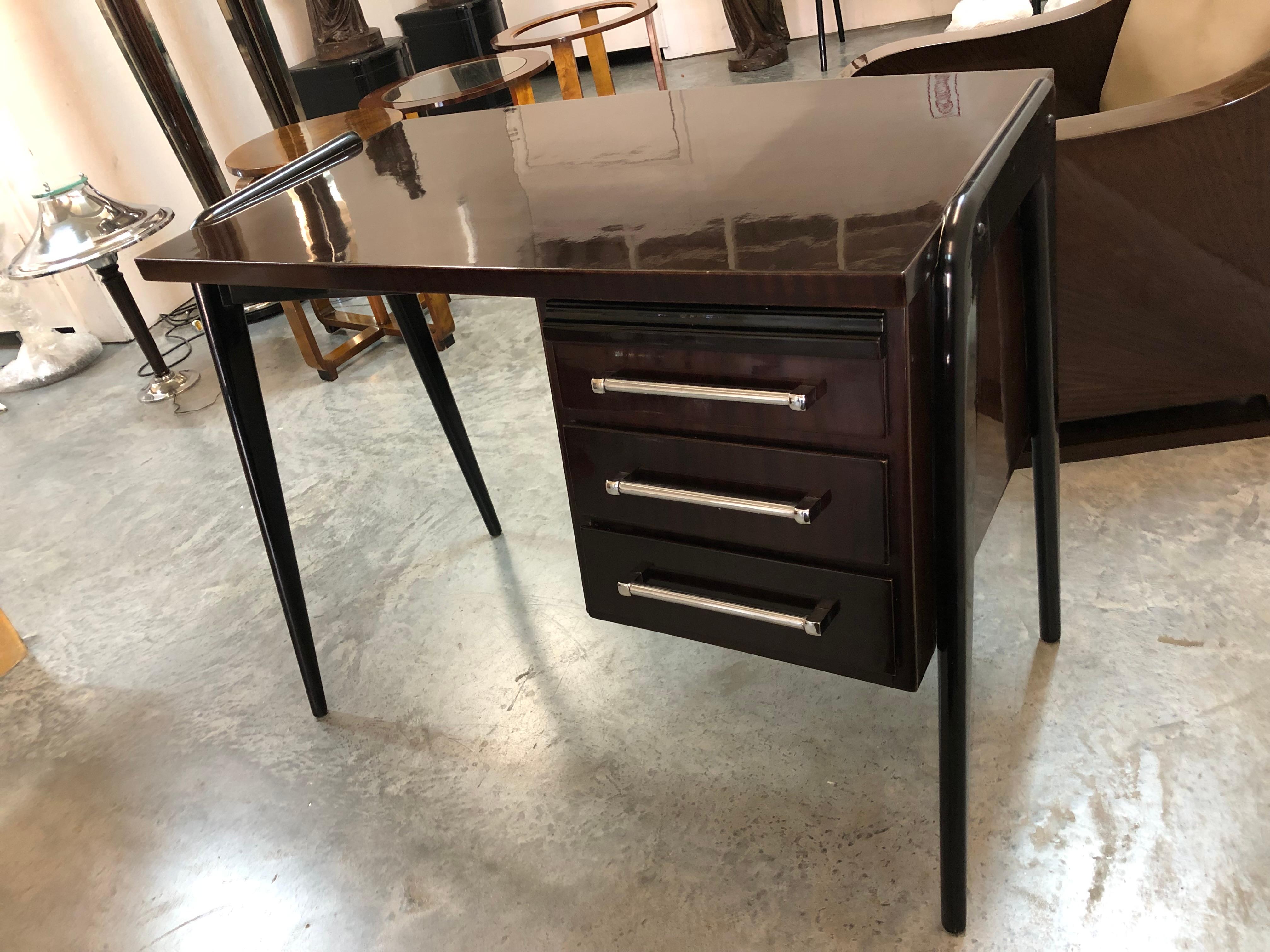 Mid-20th Century Desk in Wood and chrome, France, 1940 For Sale