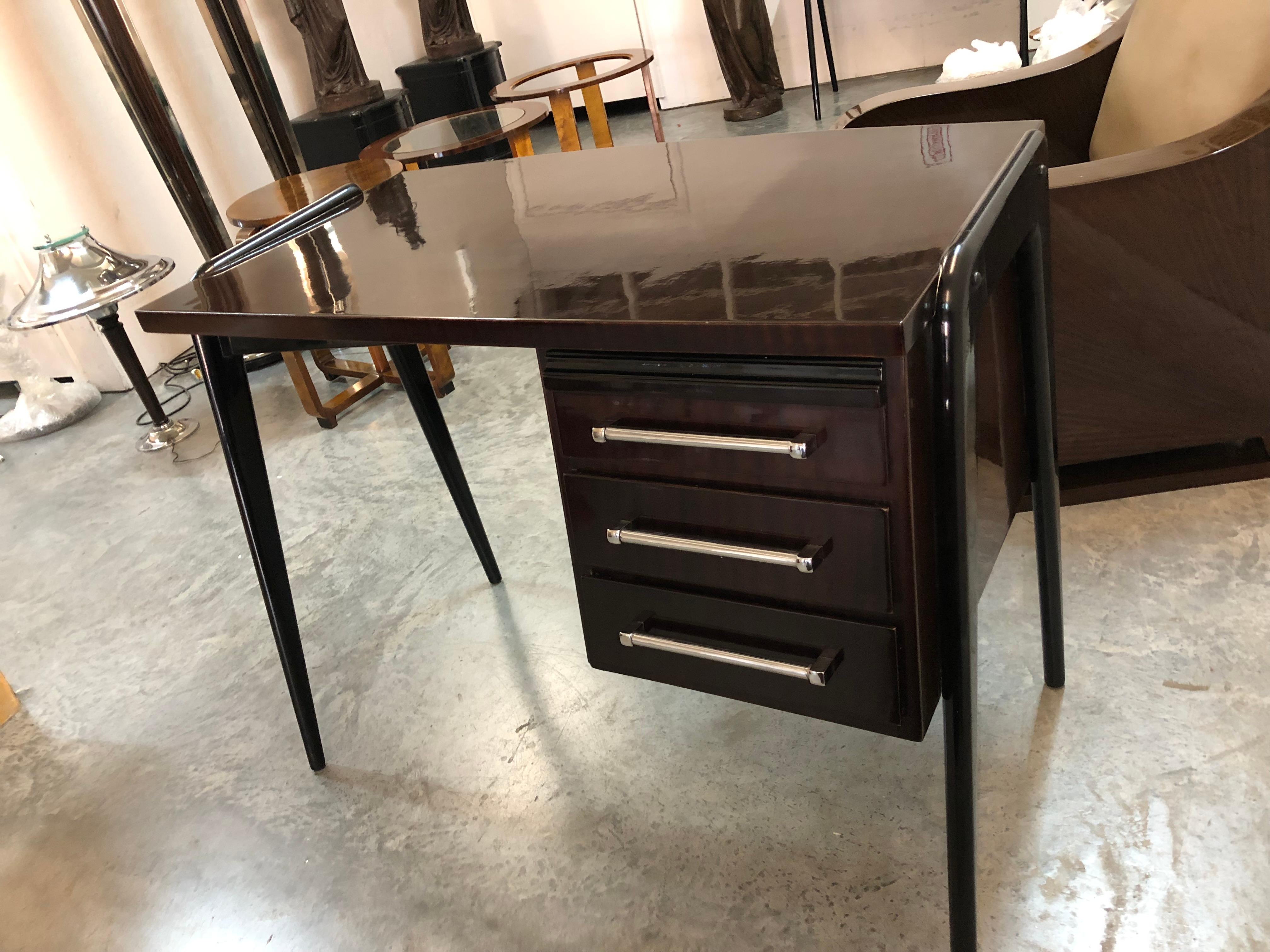 Chrome Desk in Wood and chrome, France, 1940 For Sale