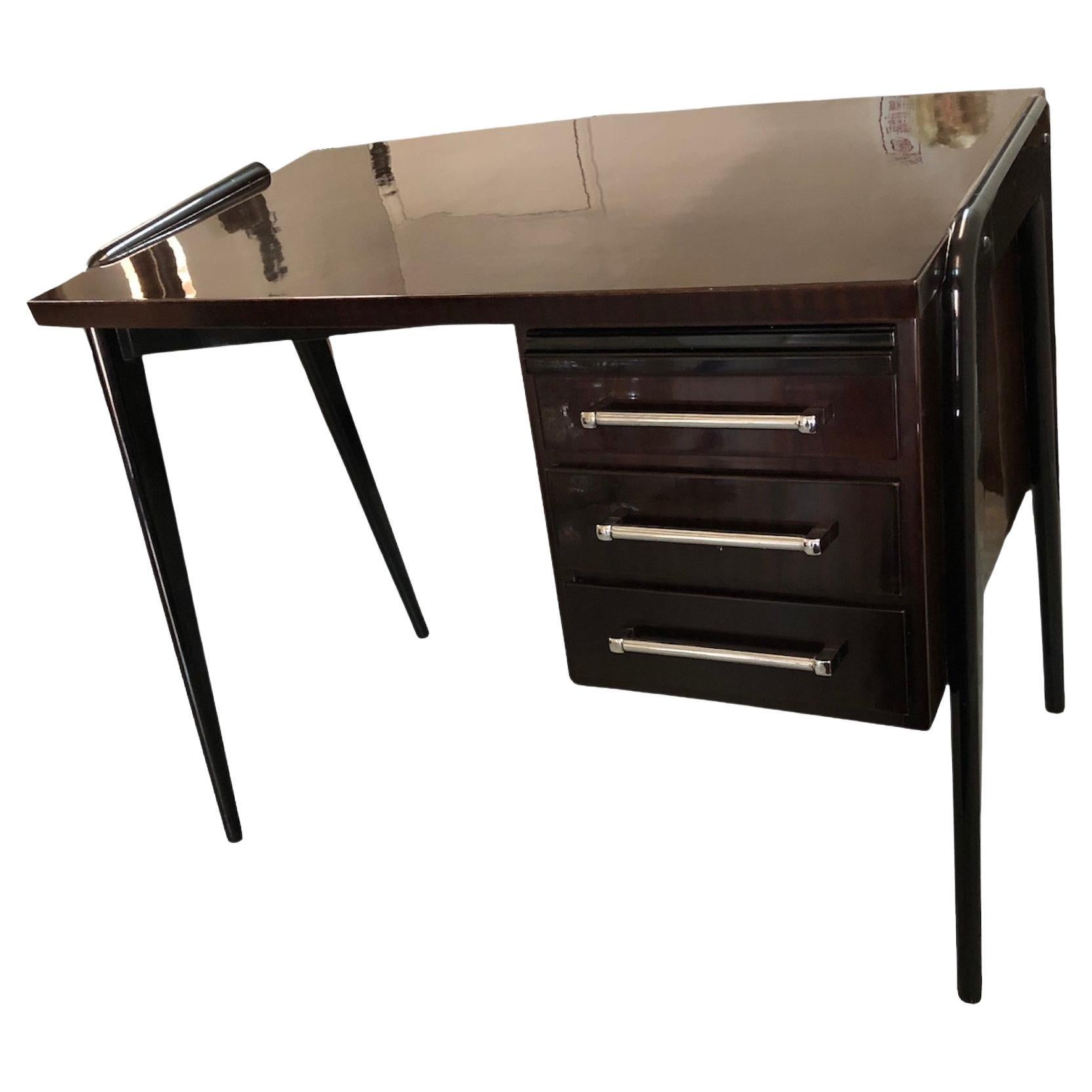 Desk in Wood and chrome, France, 1940 For Sale