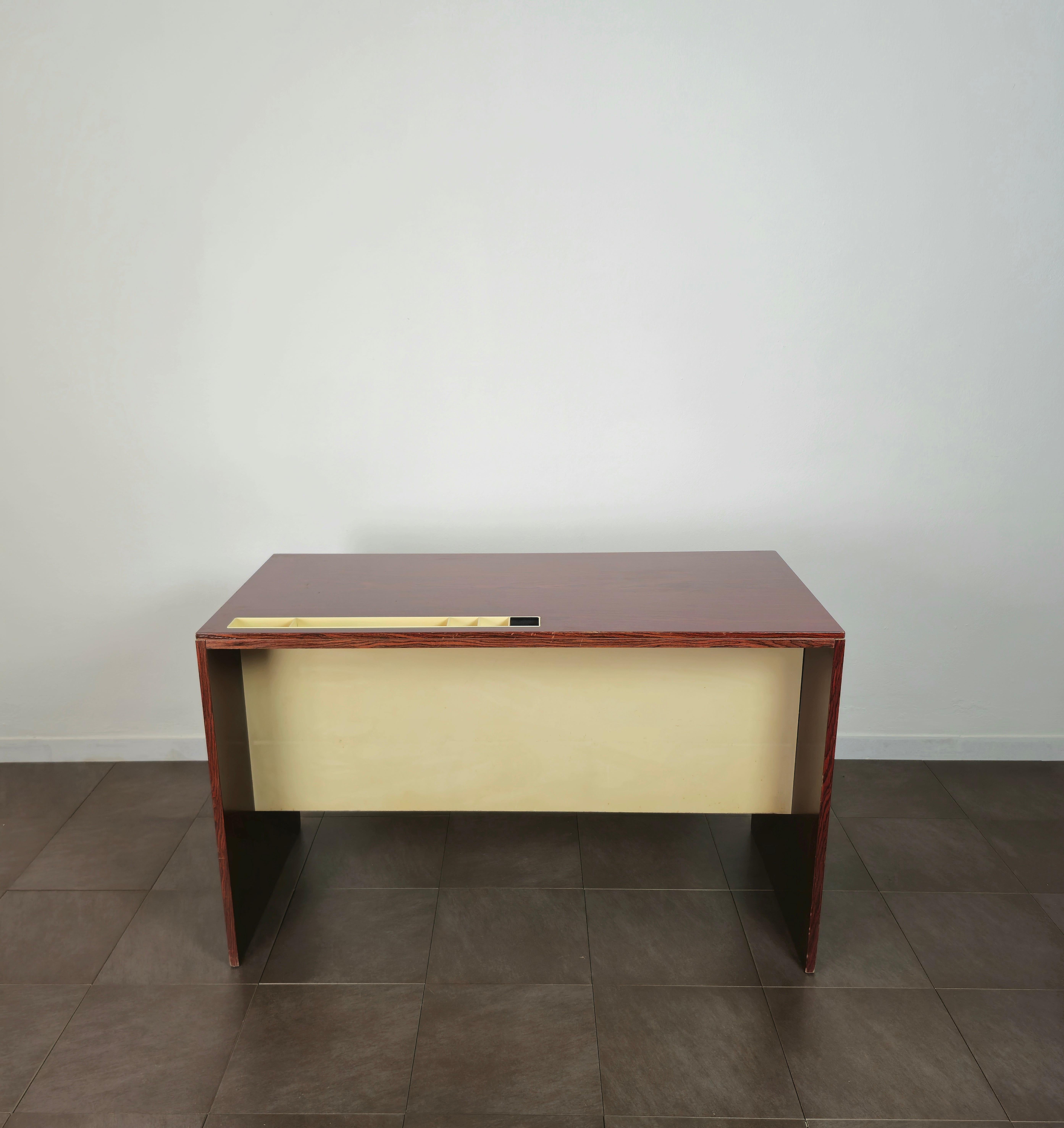 Plastic Desk in Wood Italy 1970s Mid-Century Modern For Sale