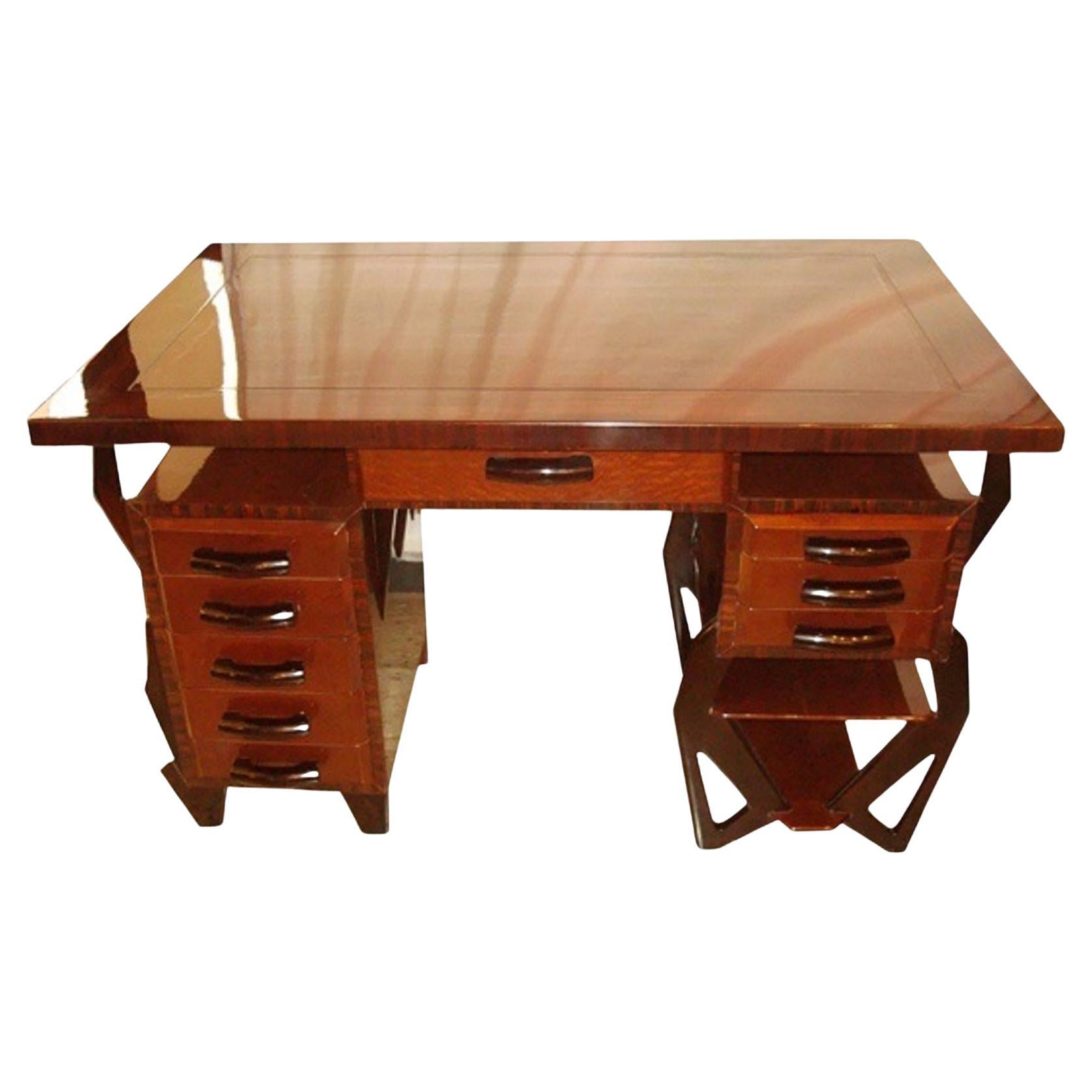Escritorio Jugendstil, Art Nouveau, Libertad , 1900, Francia, Madera