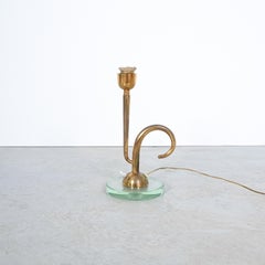Desk Lamp Brass Glass, Italy Midcentury