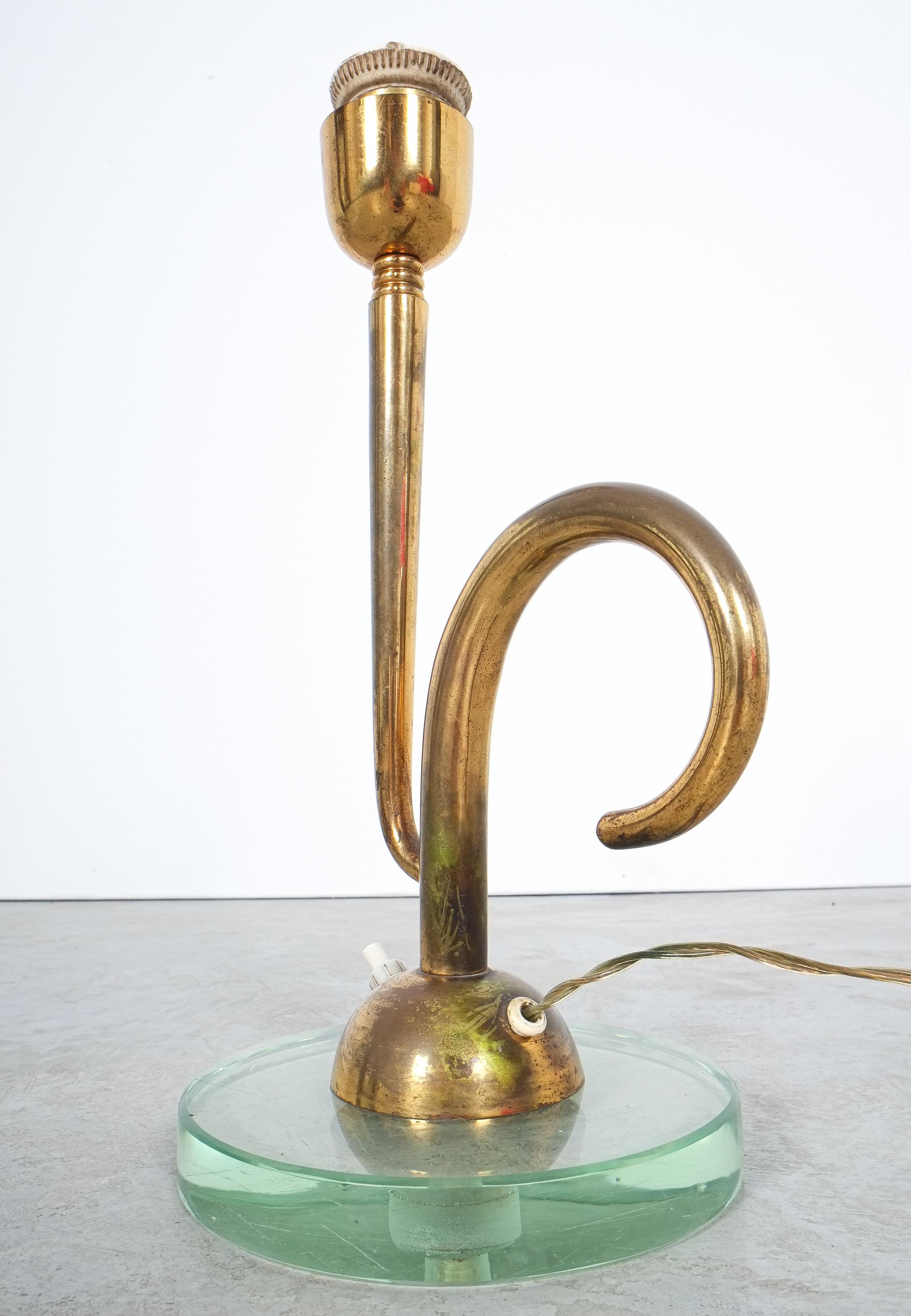 Mid-Century Modern Desk Lamp Brass Glass, Italy Midcentury For Sale