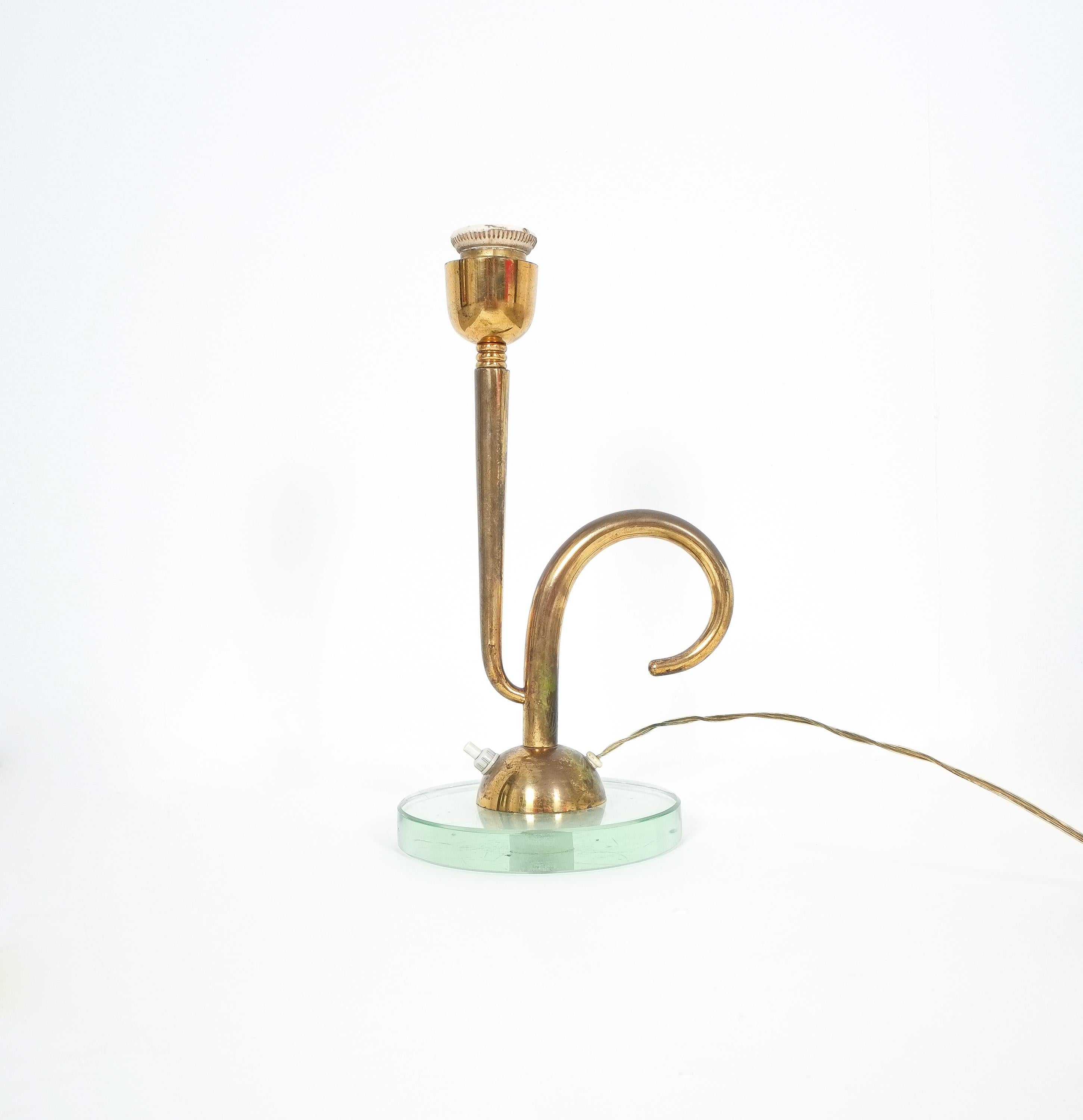Polished Desk Lamp Brass Glass, Italy Midcentury For Sale