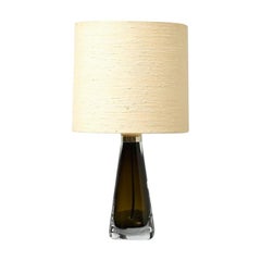 Desk Lamp by Carl Fagerlund for Orrefors Sweden 1960s Brown Taupe Crystal