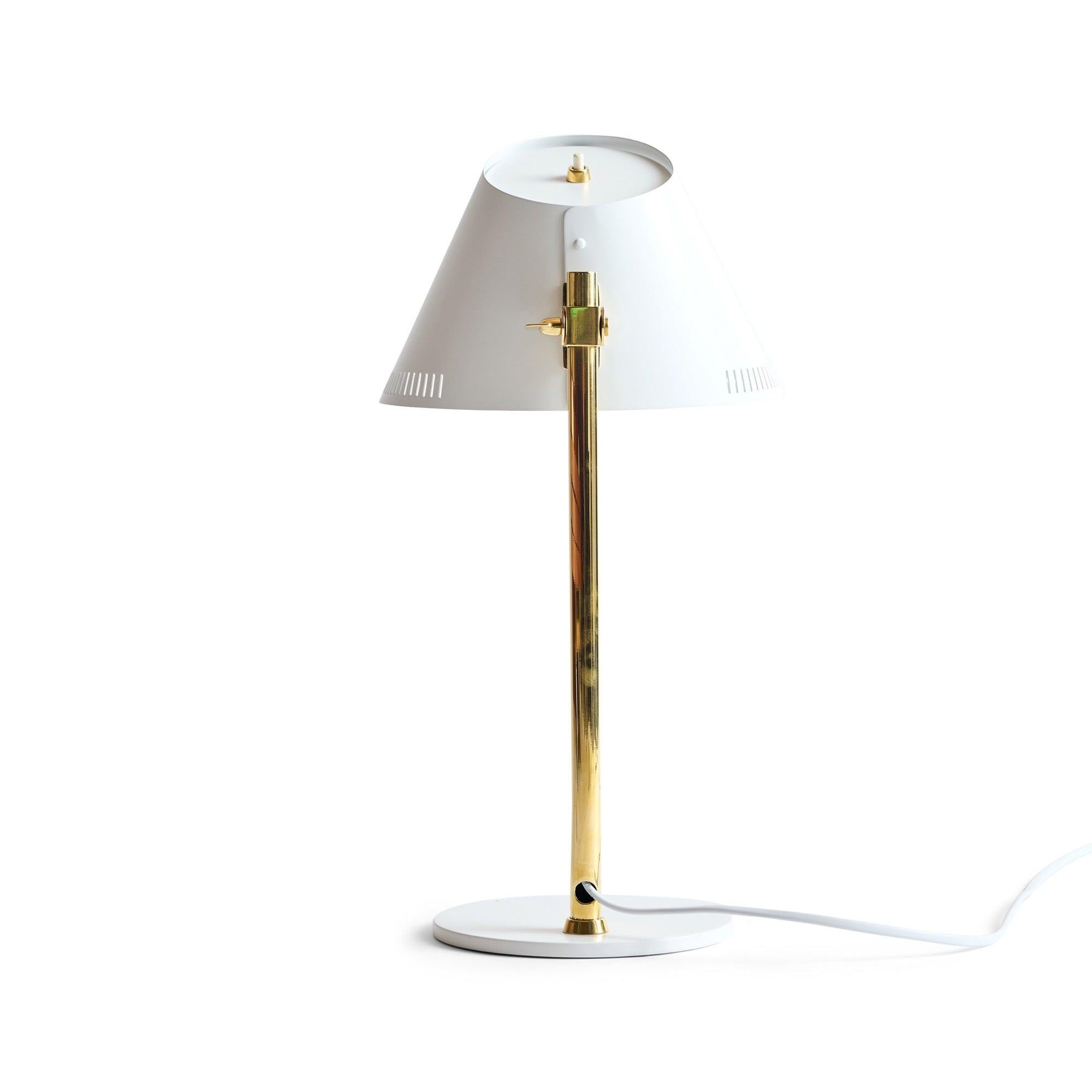 A desk lamp with a visor shade.