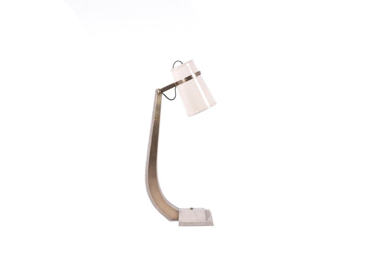 Desk Lamp in Cream Shagreen and Bronze Patina Brass by R&Y Augousti In New Condition For Sale In New York, NY
