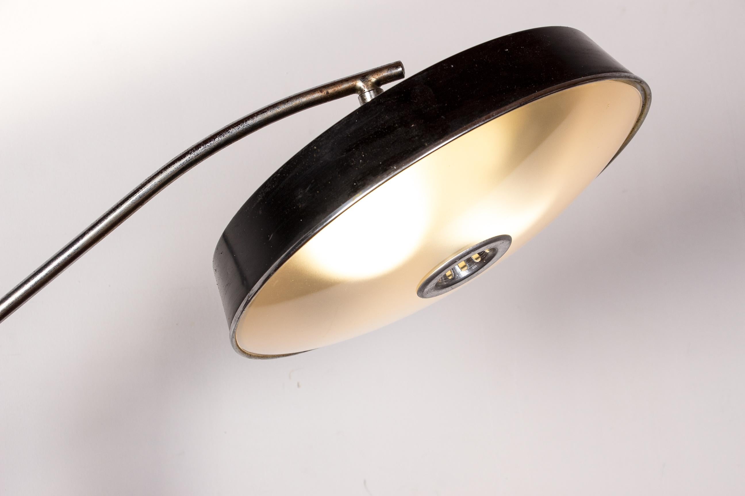 Desk lamp in Teak and black lacquered metal President Model by Fase 1960. 1