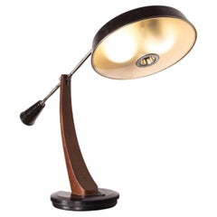 Vintage Desk lamp in Teak and black lacquered metal President Model by Fase 1960.