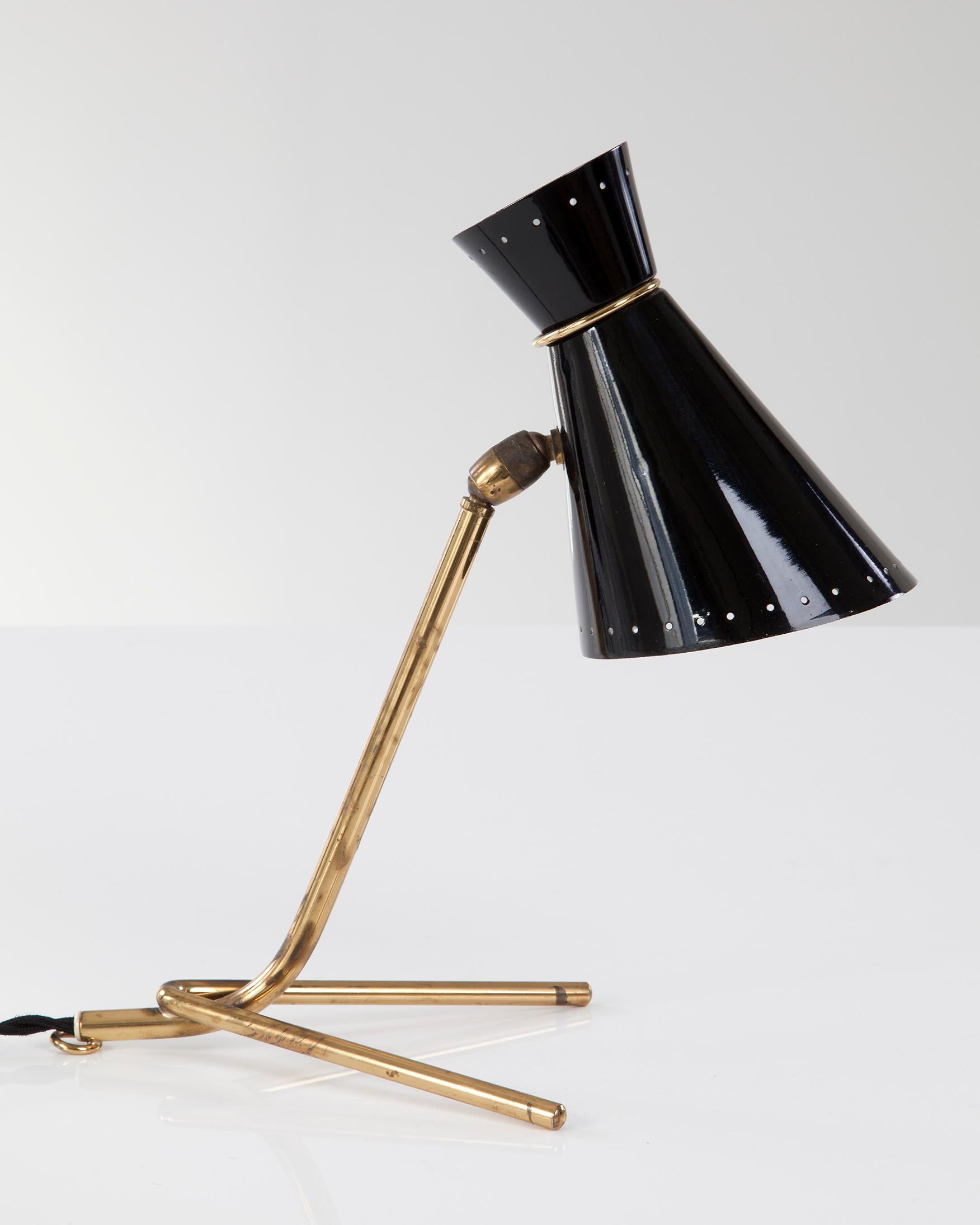 Desk lamp with bronze base and black painted aluminum shade. Sweden, 1950s.
 