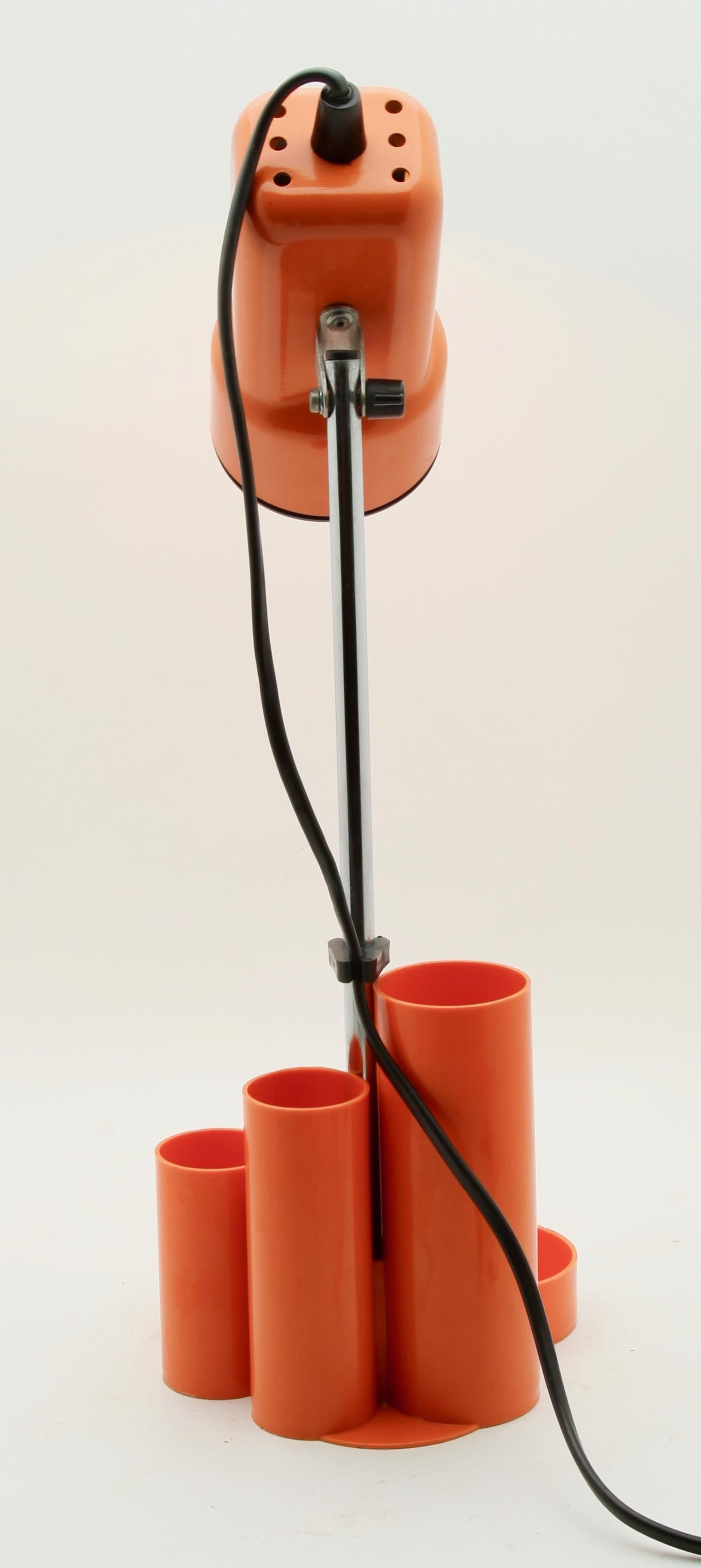 Dutch Desk Lamp with Pen-Holders in Bright Plastic, Chrome and Enameled Parts '1960s'