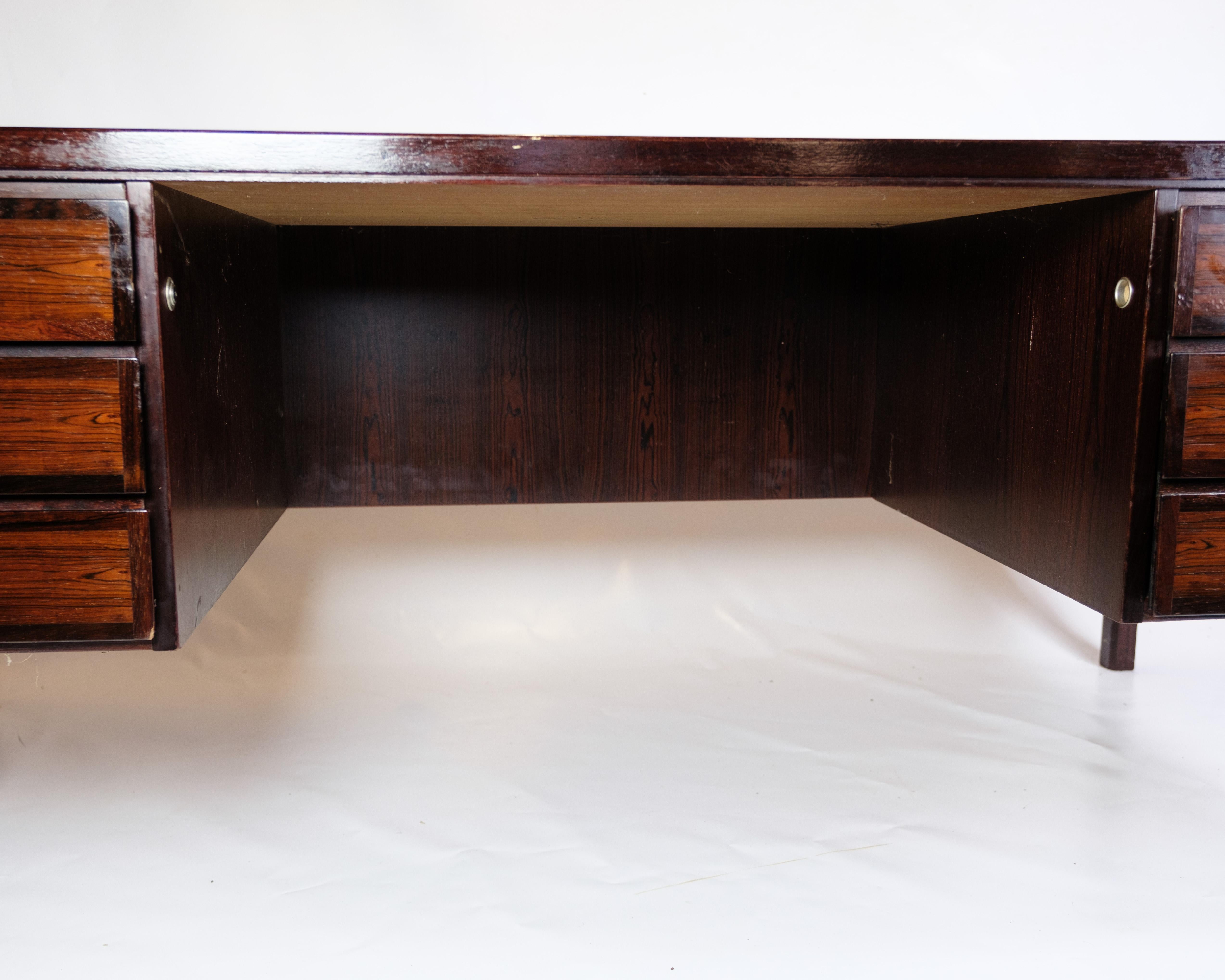 Desk Made In Rosewood By Omann Jun. Furniture Factory From 1960s For Sale 1