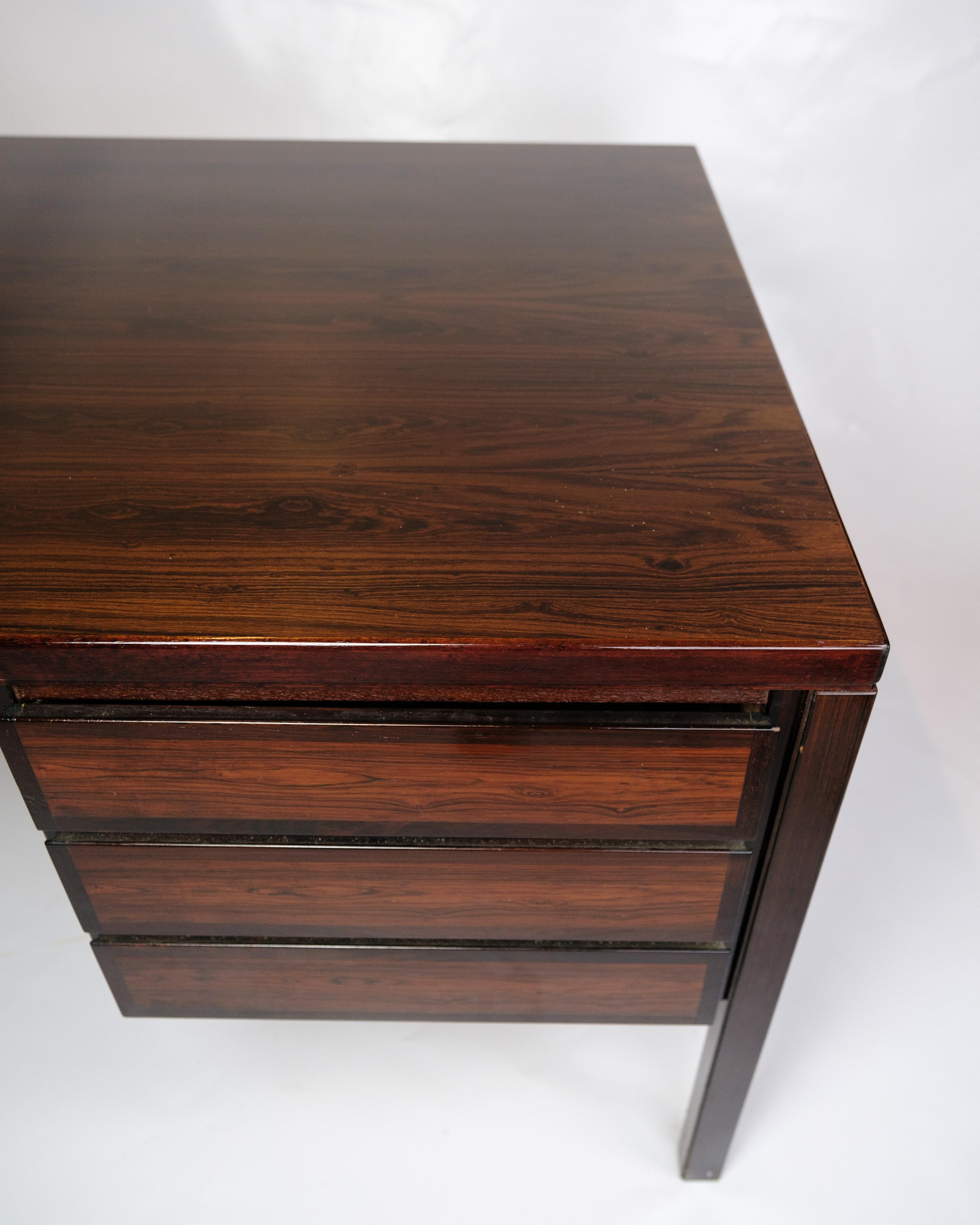 Desk Made In Rosewood By Omann Jun. Furniture Factory From 1960s For Sale 2