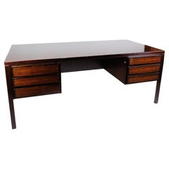 Desk Made In Rosewood By Omann Jun. Furniture Factory From 1960s