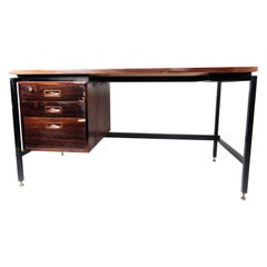 Desk Made In Rosewood & Legs In Metal, Danish Design From 1960s