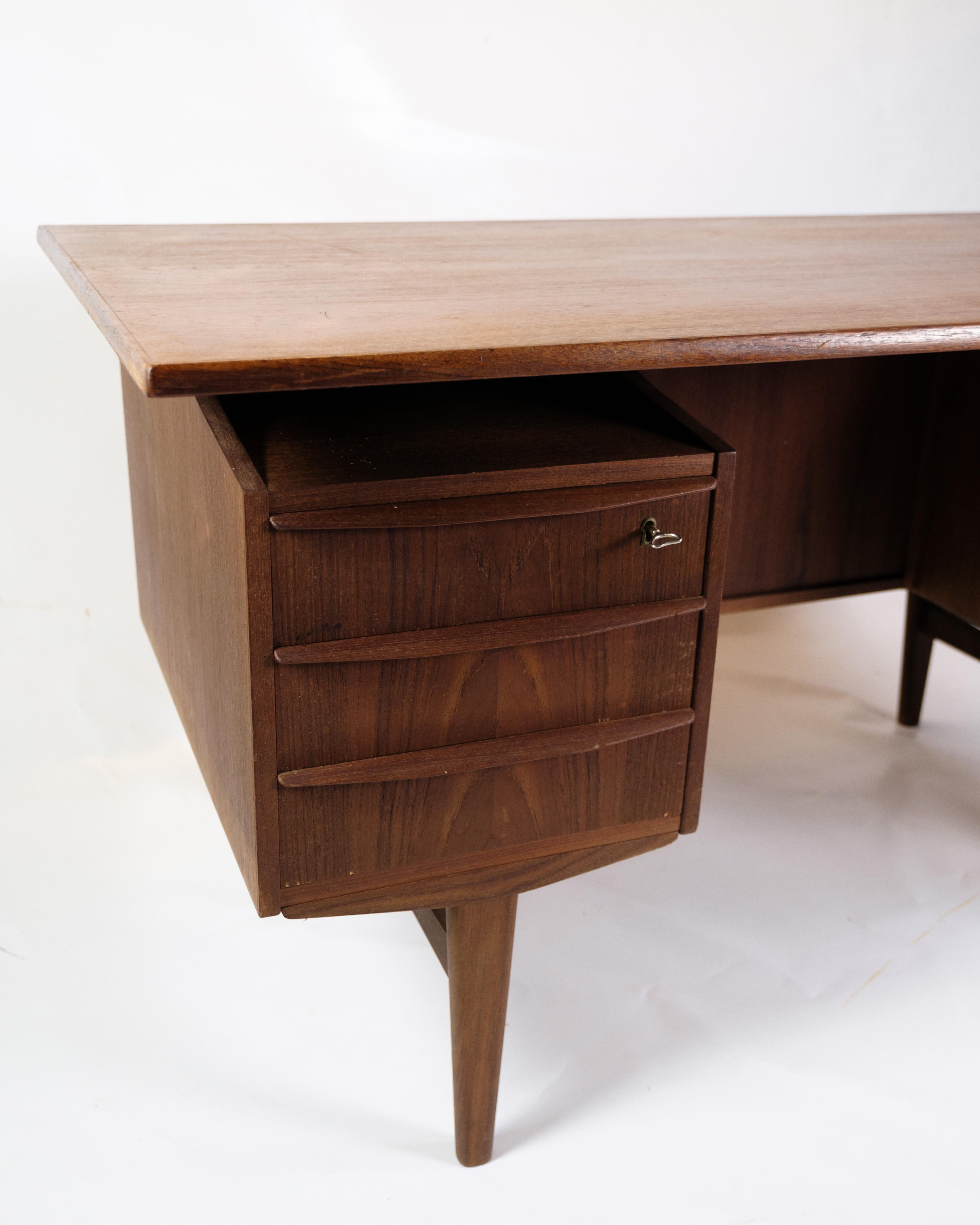 Danish Desk Made In Teak Designed With A Floating TableTop From 1960s For Sale