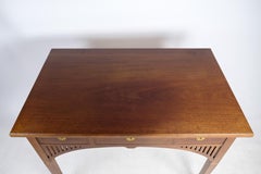 Desk, Mahogany, Carvings, Brass Keyholes, 1920