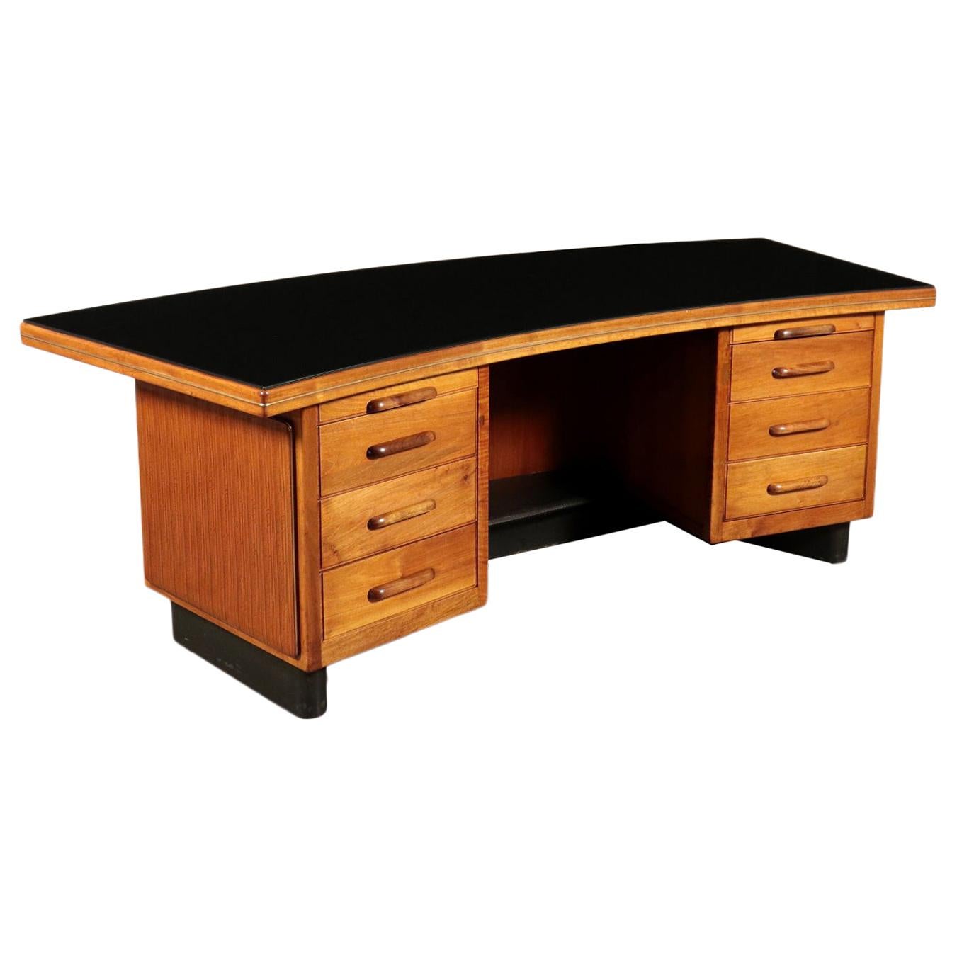 Italian Paolo Buffa Parchment Veneer Mahogany Desk For Sale at 1stDibs